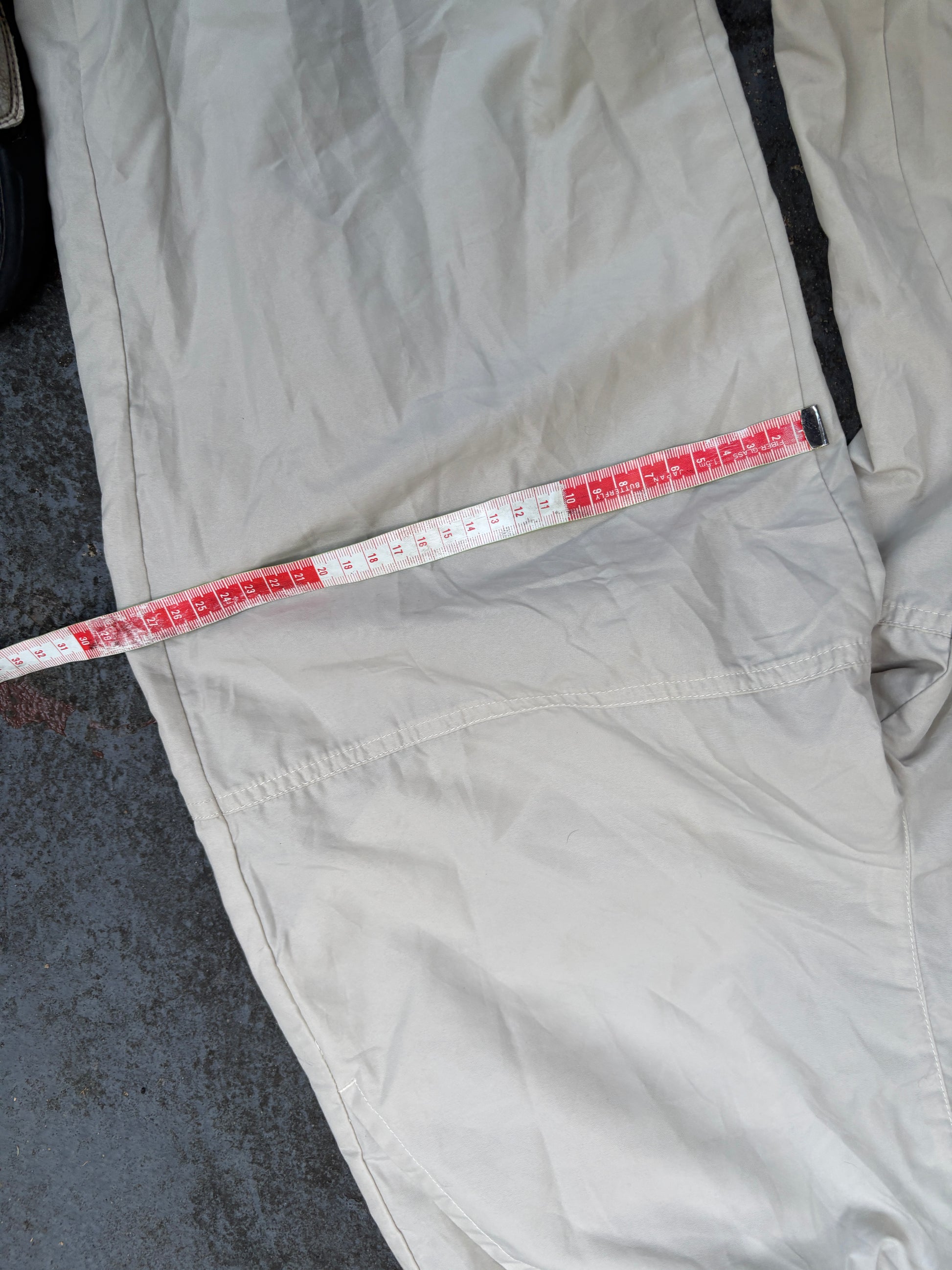 Vintage Y2K Nike Track Pants Women’s S/M Cream Double Knee Hiking Wide Leg Bungee