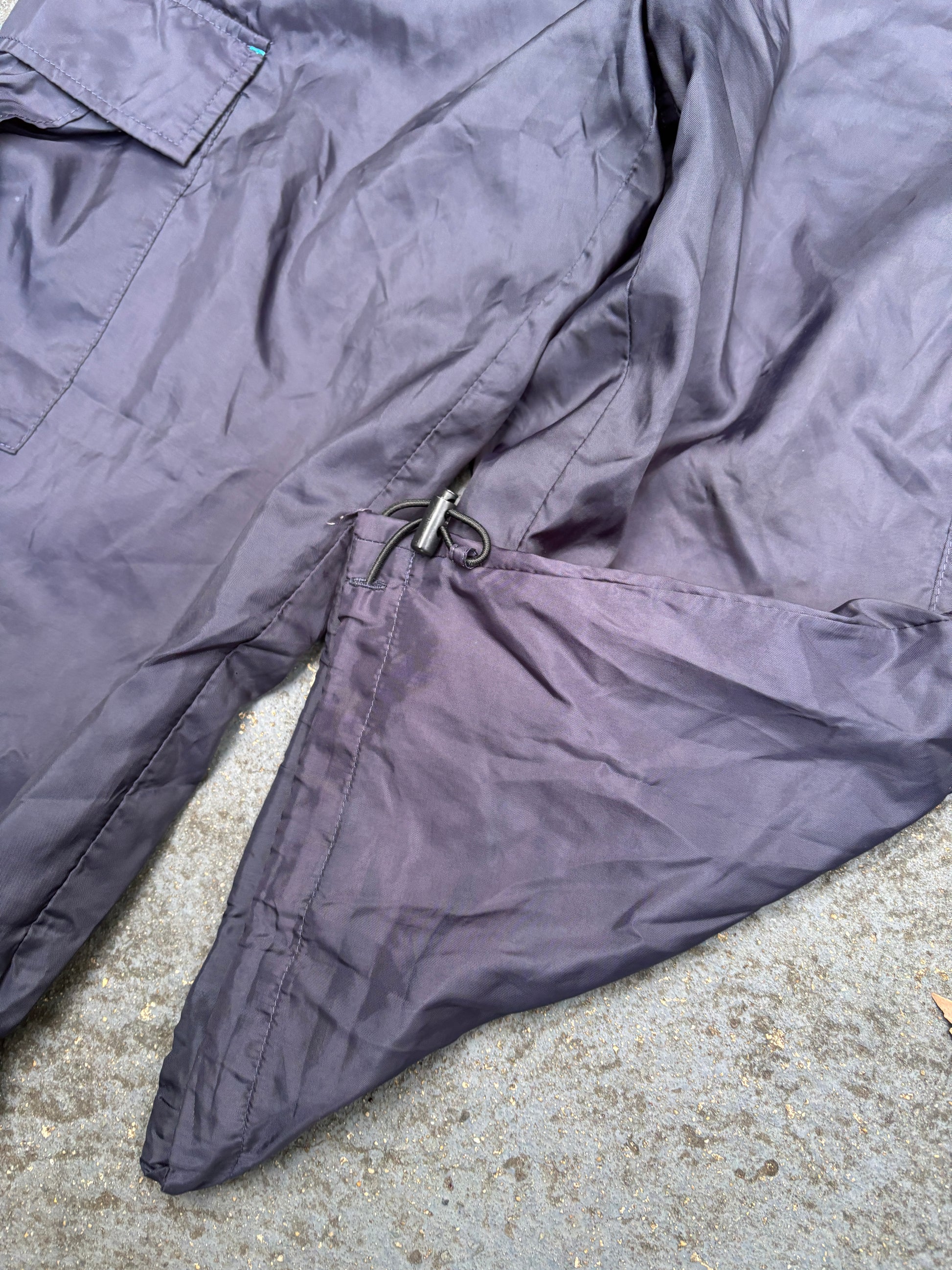 Adidas 3/4 Cargo Track Pants Size M Navy Blue Spell Out Logo Nylon Windbreakers