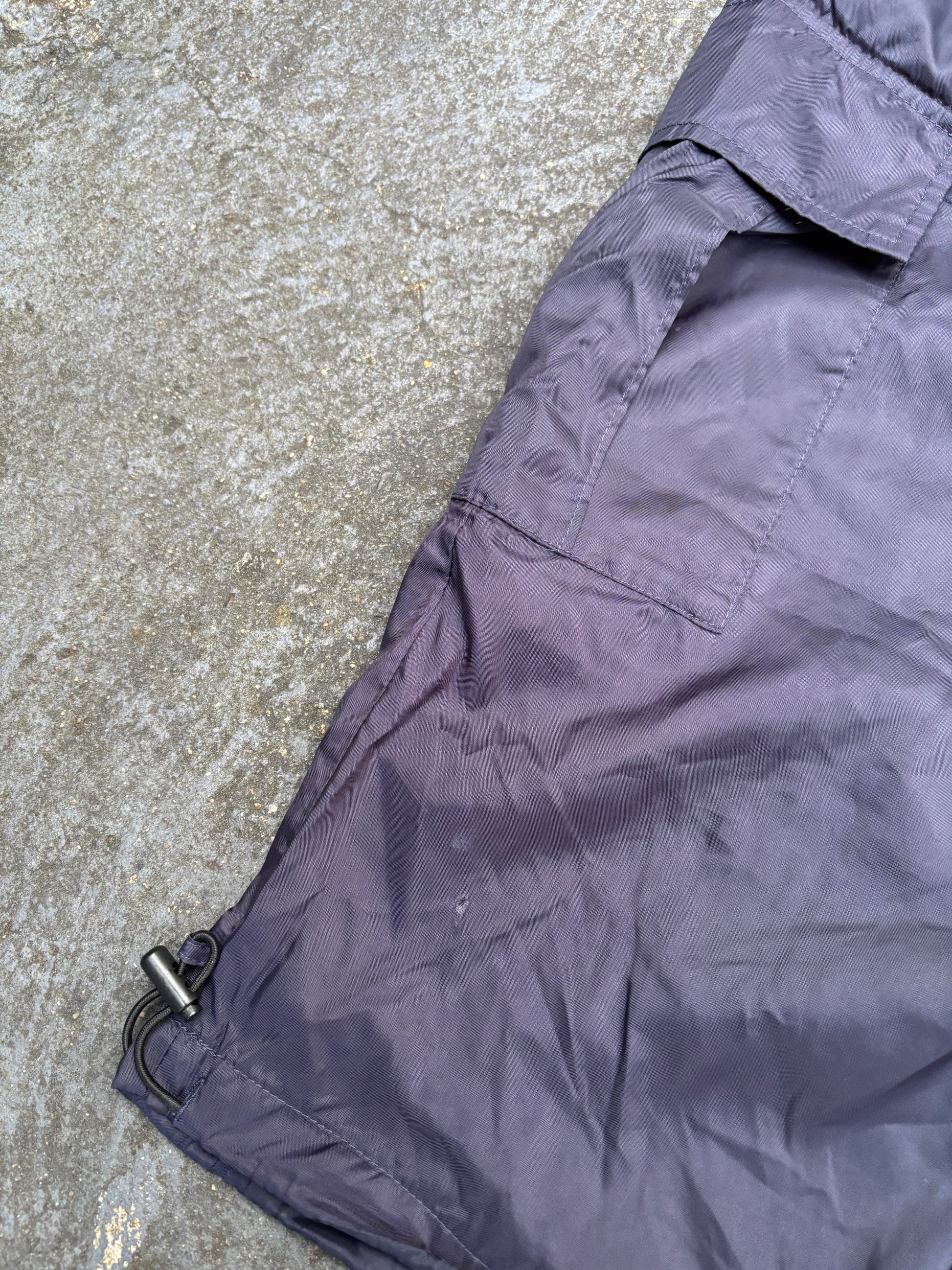 Adidas 3/4 Cargo Track Pants Size M Navy Blue Spell Out Logo Nylon Windbreakers