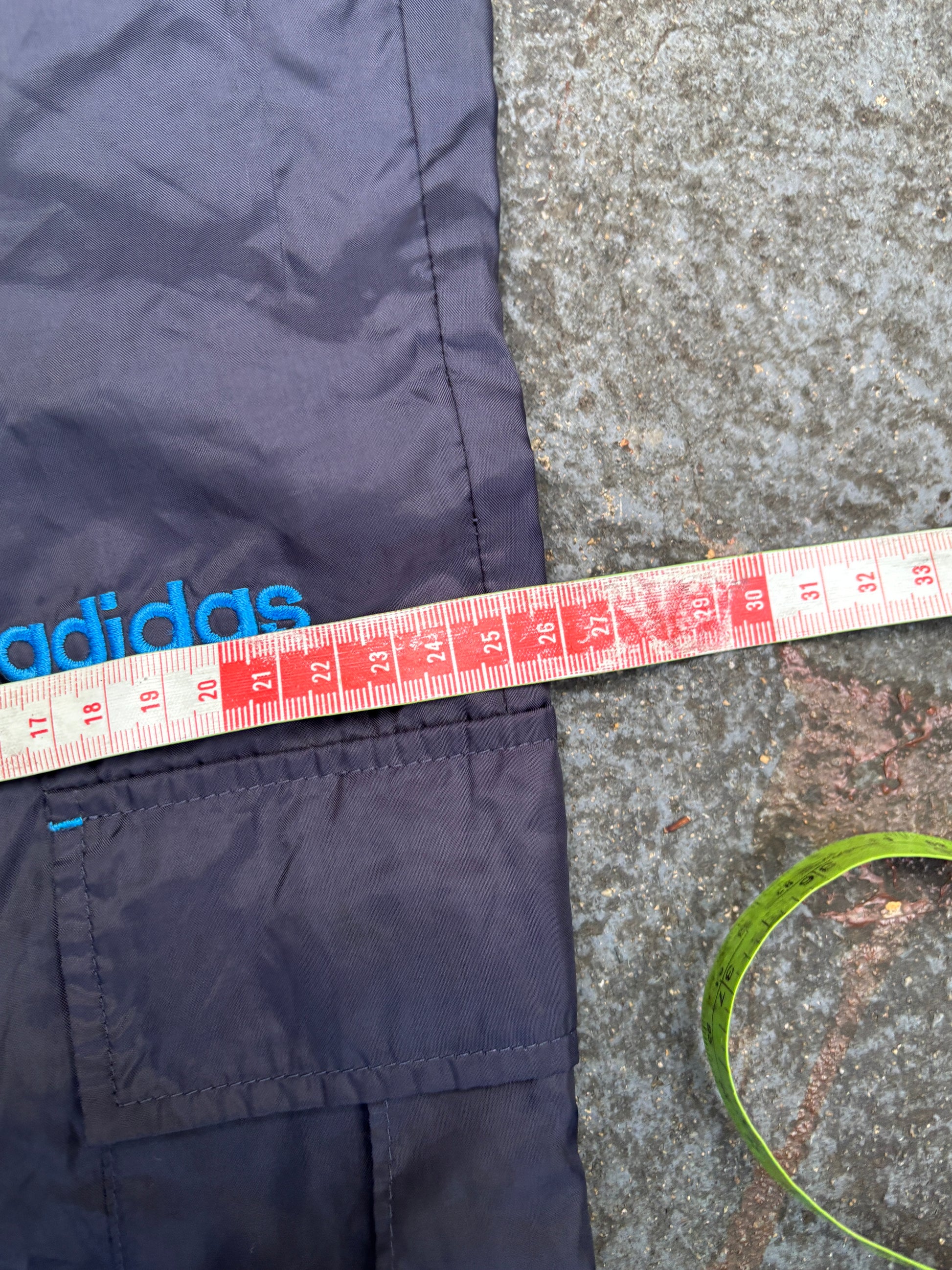 Adidas 3/4 Cargo Track Pants Size M Navy Blue Spell Out Logo Nylon Windbreakers