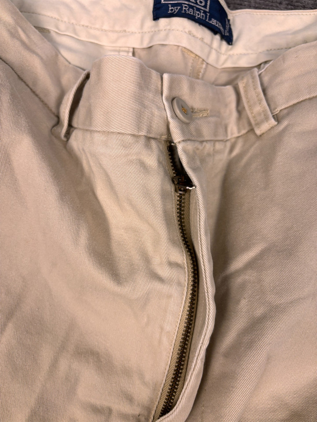 Vintage 90's Ralph Lauren Chino Pants Men's  Beige 38 x 34 leg classic pleated Wide Leg