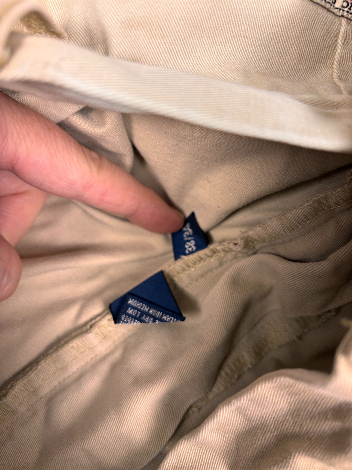 Vintage 90's Ralph Lauren Chino Pants Men's  Beige 38 x 34 leg classic pleated Wide Leg