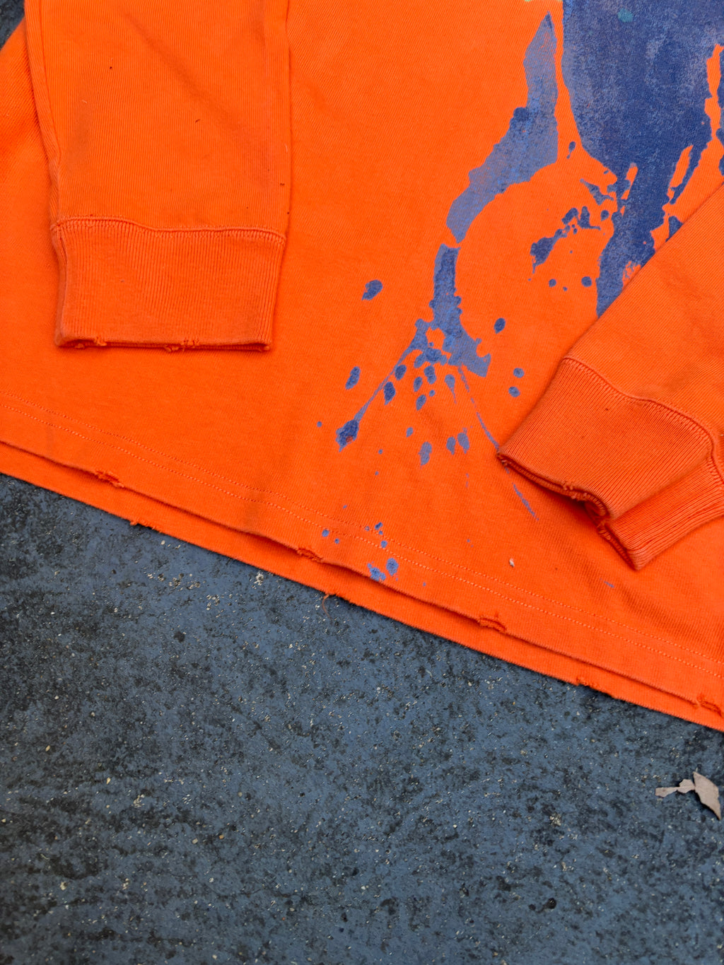 Vintage 90s Polo Ralph Lauren Rugby Polo Men’s XL Orange Cotton Distressed Painted Logo