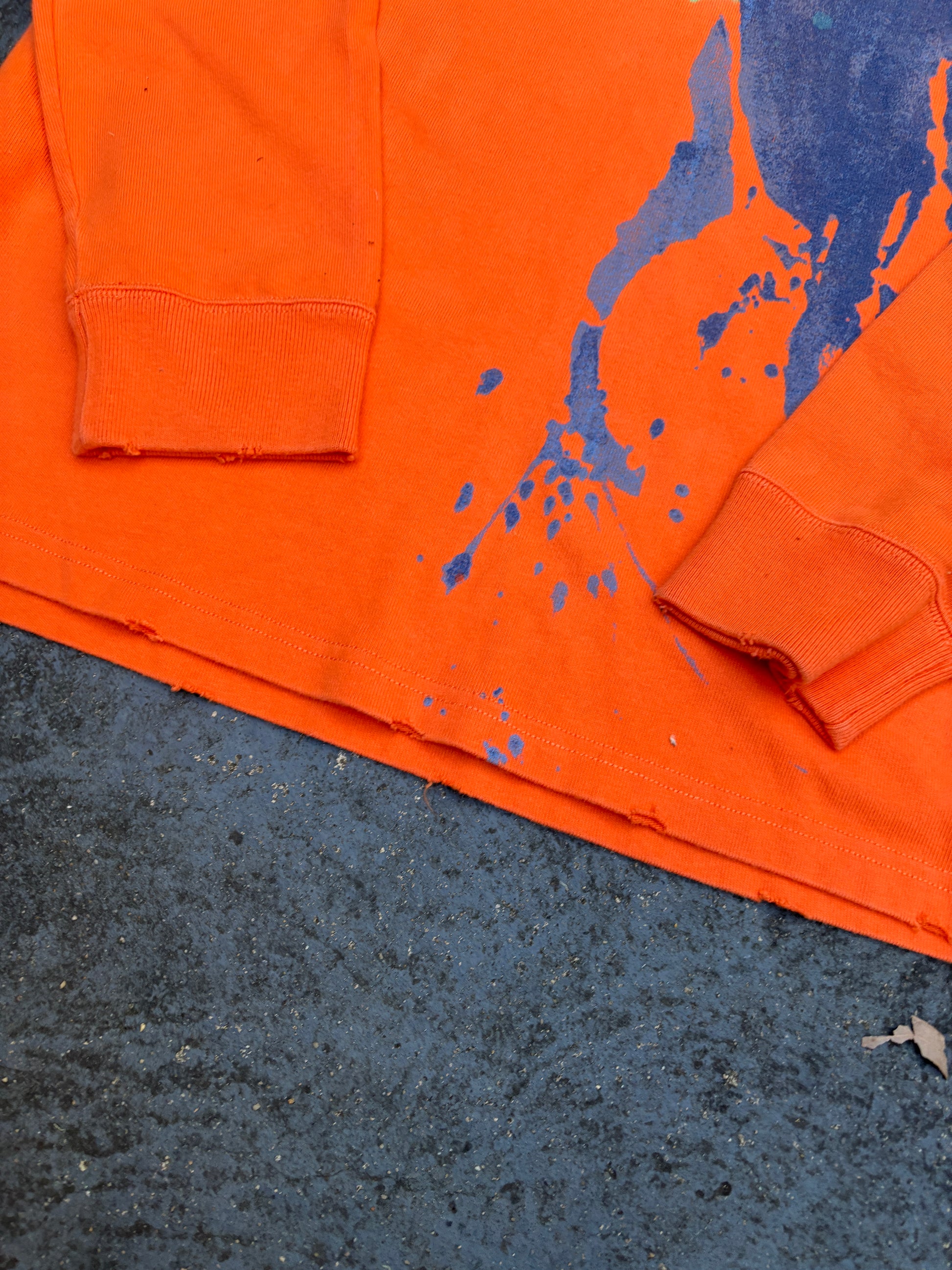 Vintage 90s Polo Ralph Lauren Rugby Polo Men’s XL Orange Cotton Distressed Painted Logo