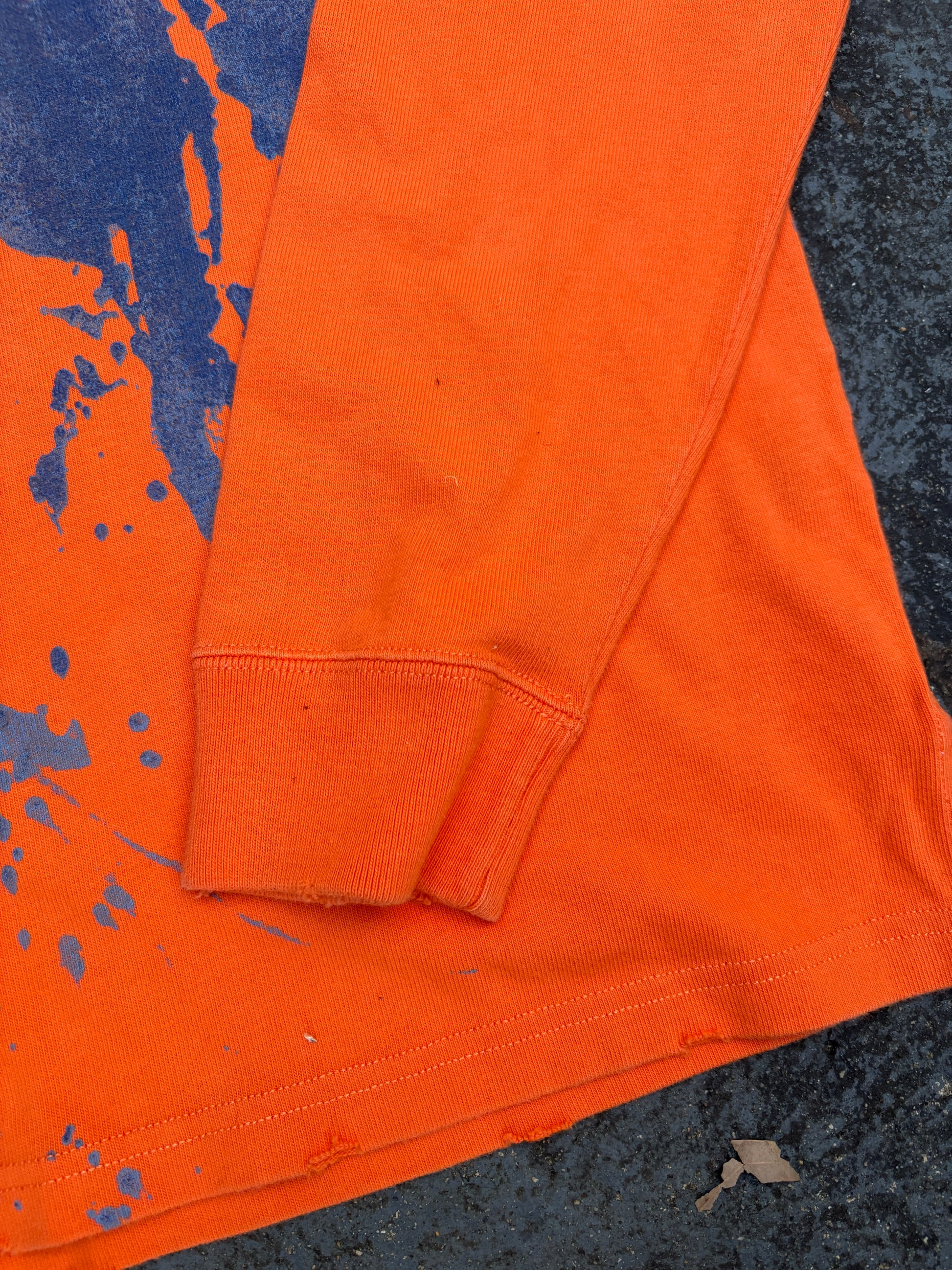 Vintage 90s Polo Ralph Lauren Rugby Polo Men’s XL Orange Cotton Distressed Painted Logo