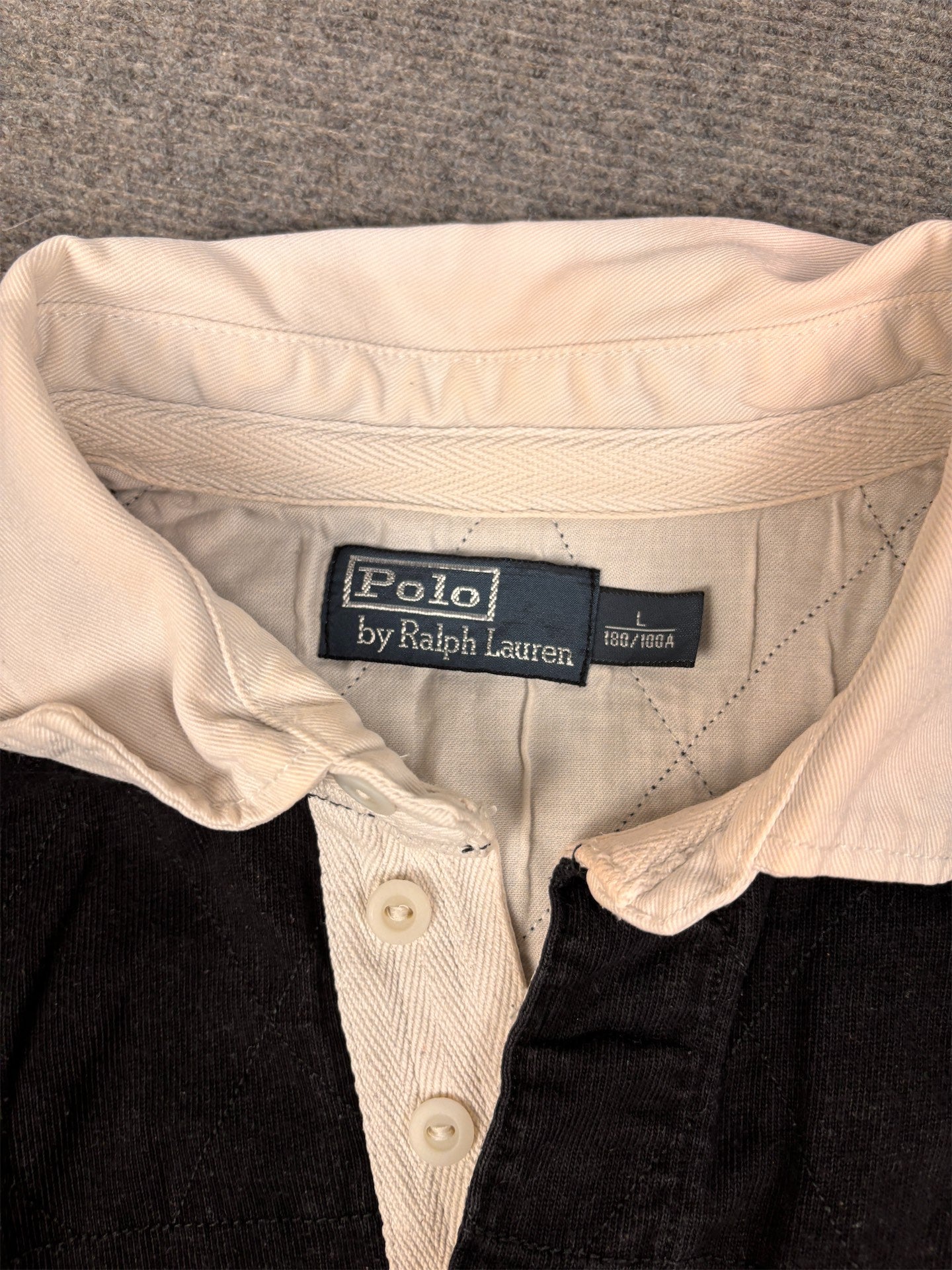 Vintage 90's Ralph Lauren Rugby Polo Men's L Black Red Big Polo Number Patches Collared