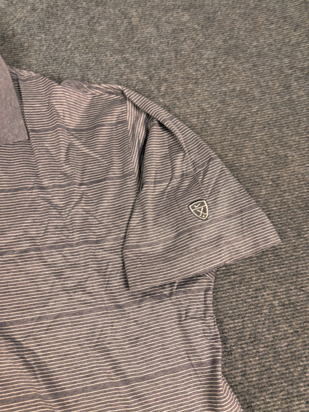 Vintage Y2K Nike Golf Polo Men's XL Grey Striped Golf Logo Jersey Tee Collared