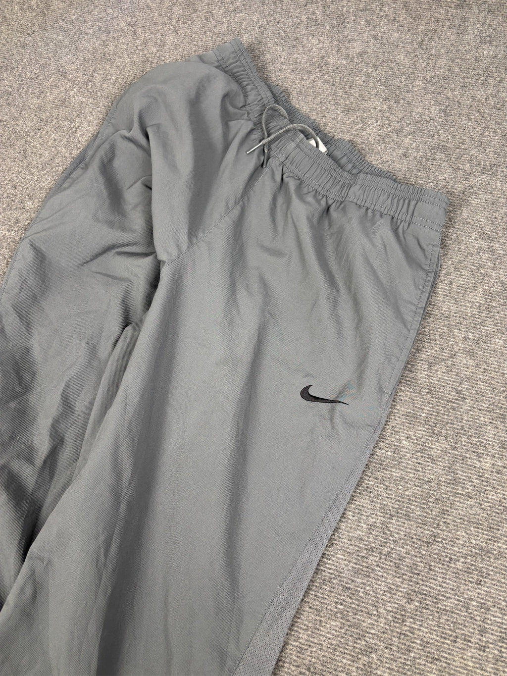 Vintage Y2K Nike Track Pants Men's M Double Grey swoosh mesh panel joggers Wide Leg