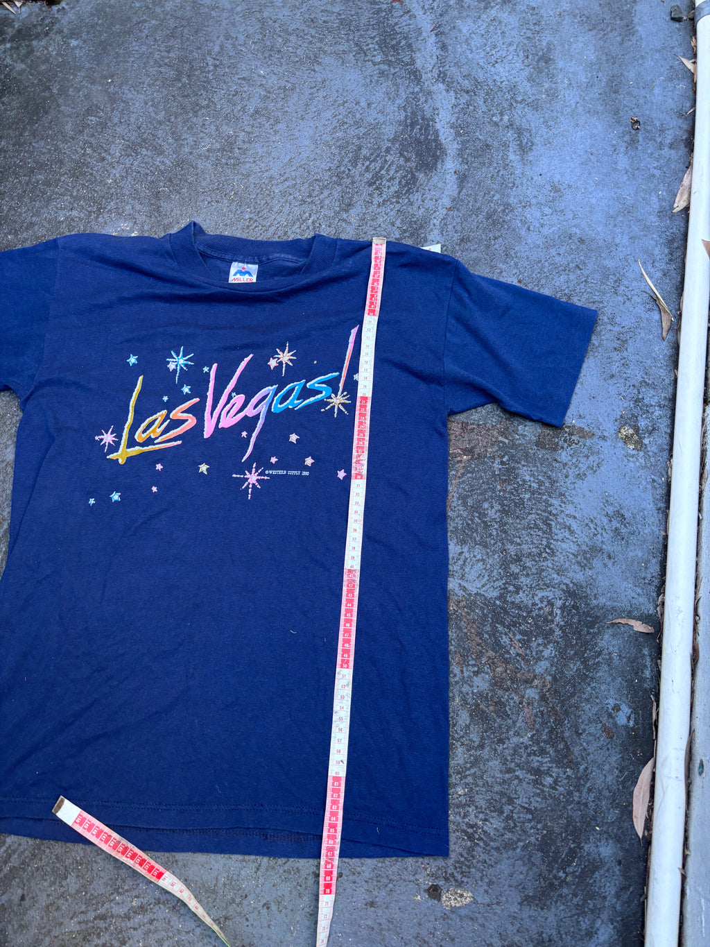 Vintage 90s Las Vegas T-shirt Size L Navy 1990s Single Stitch Miller Tag