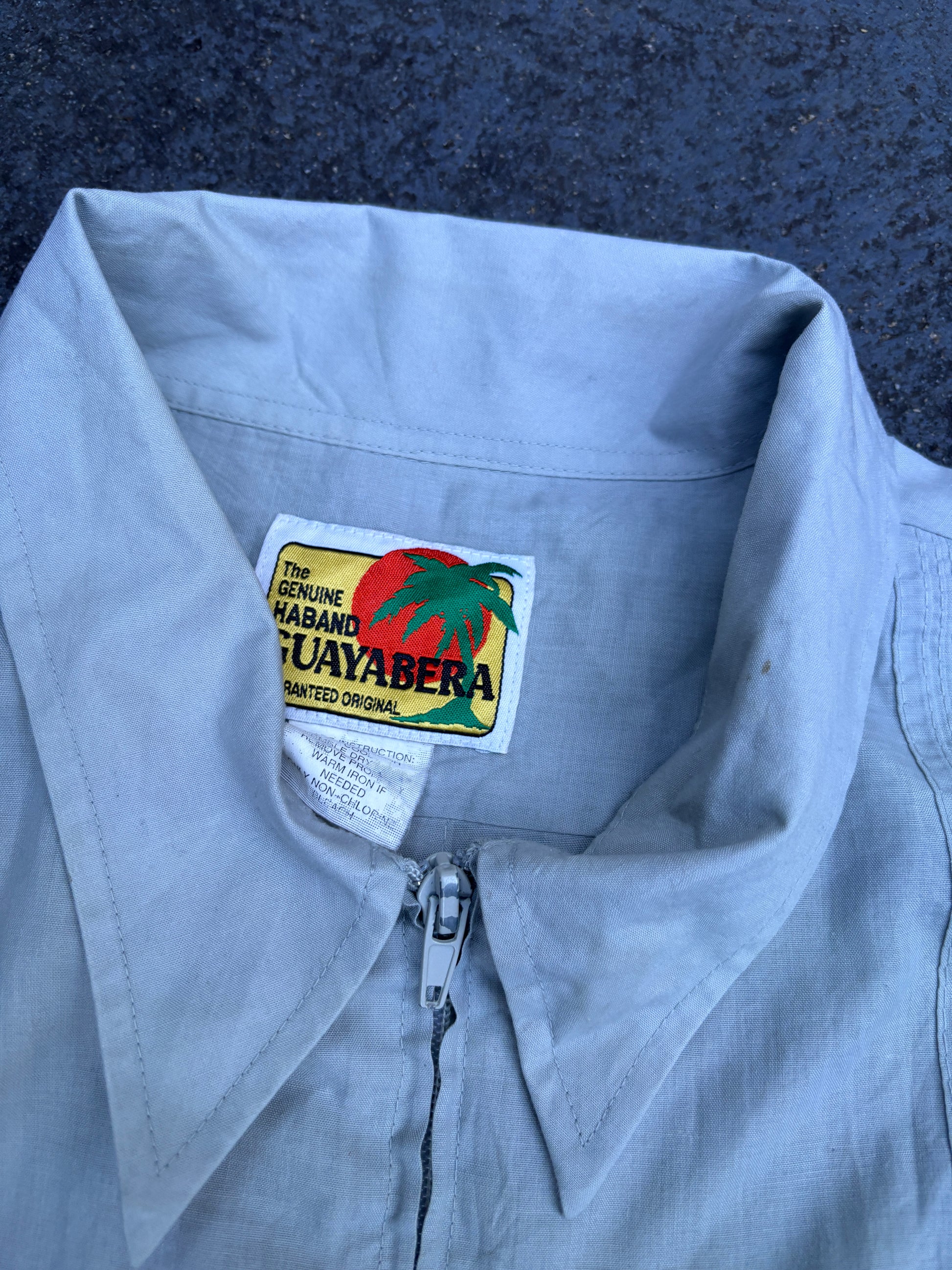 Vintage Y2K Guayabera Cuban Shirt Men’s XL Light Green 4 Pocket Full Zip