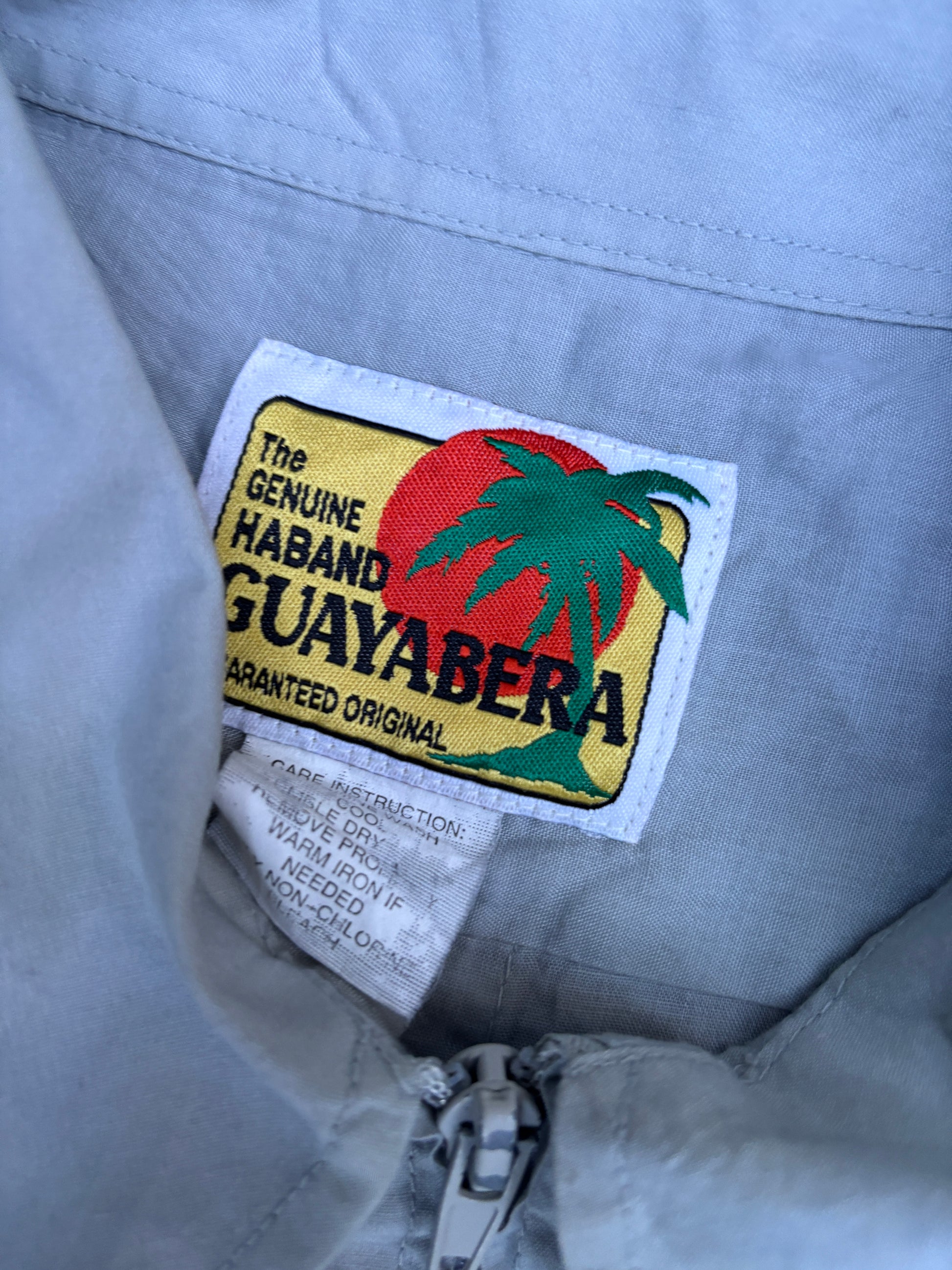 Vintage Y2K Guayabera Cuban Shirt Men’s XL Light Green 4 Pocket Full Zip