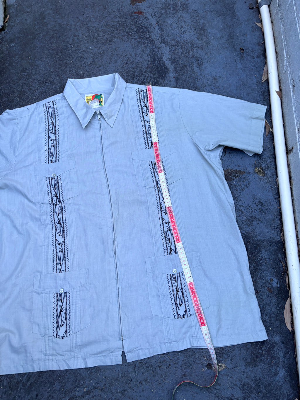 Vintage Y2K Guayabera Cuban Shirt Men’s XL Light Green 4 Pocket Full Zip