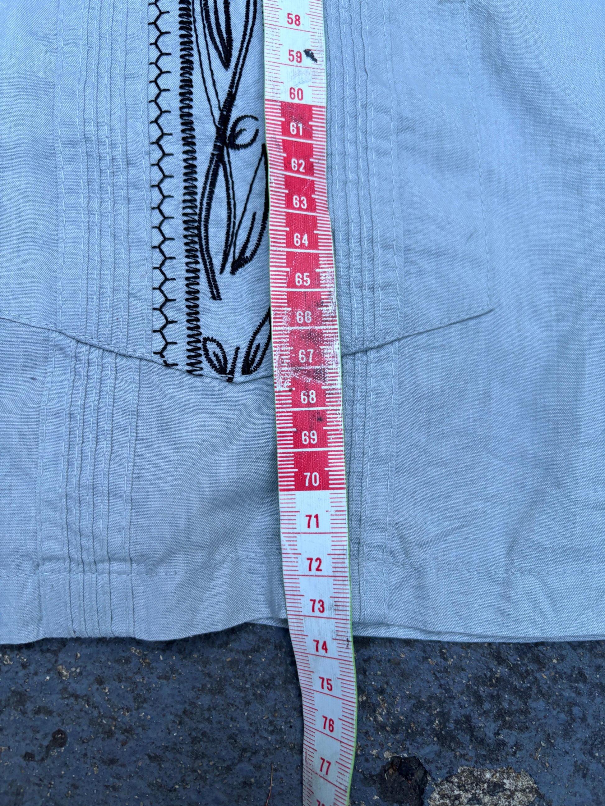 Vintage Y2K Guayabera Cuban Shirt Men’s XL Light Green 4 Pocket Full Zip