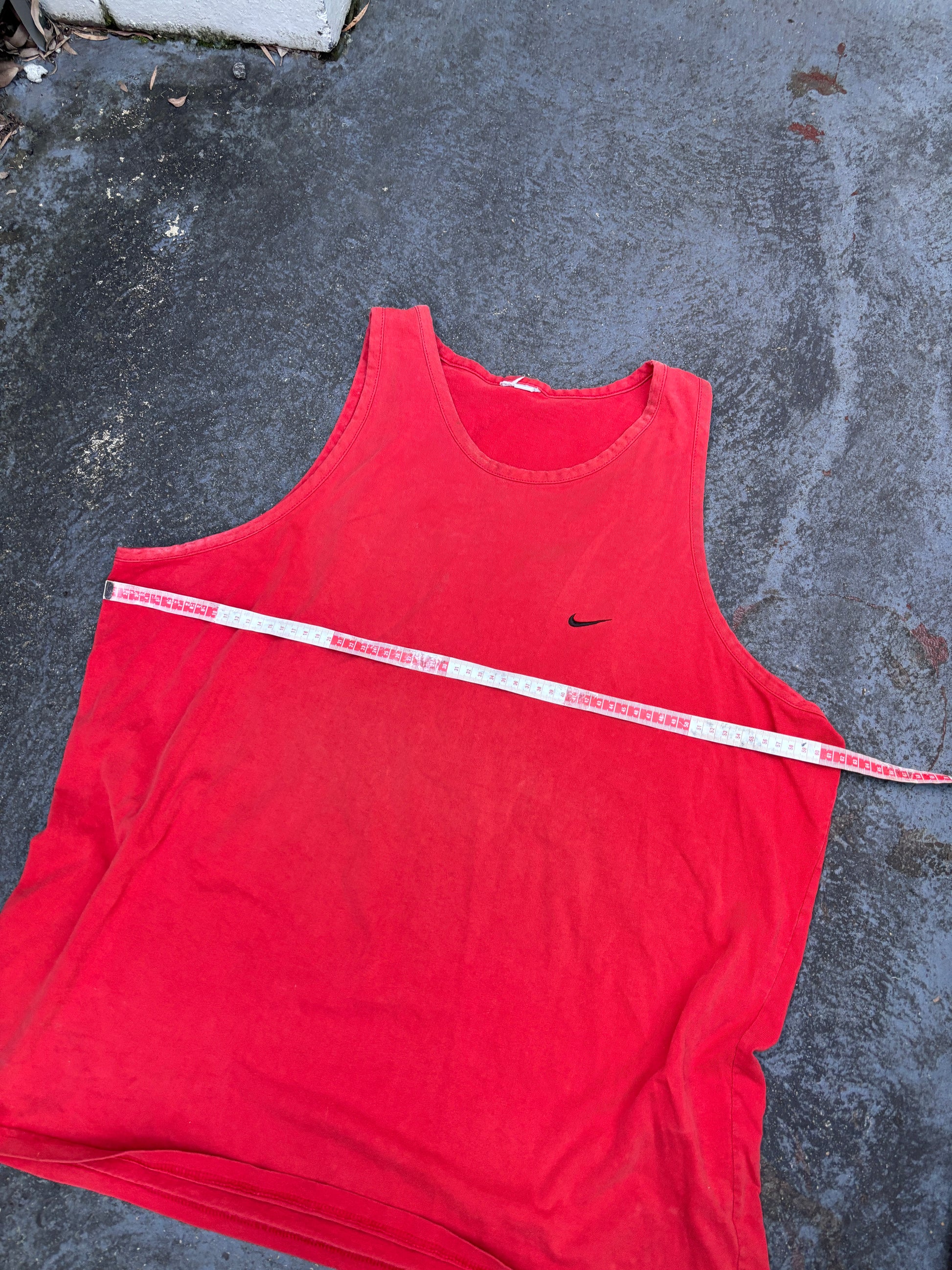 Vintage Y2K Nike T-shirt Men’s XL Red Black Swoosh Singlet Faded