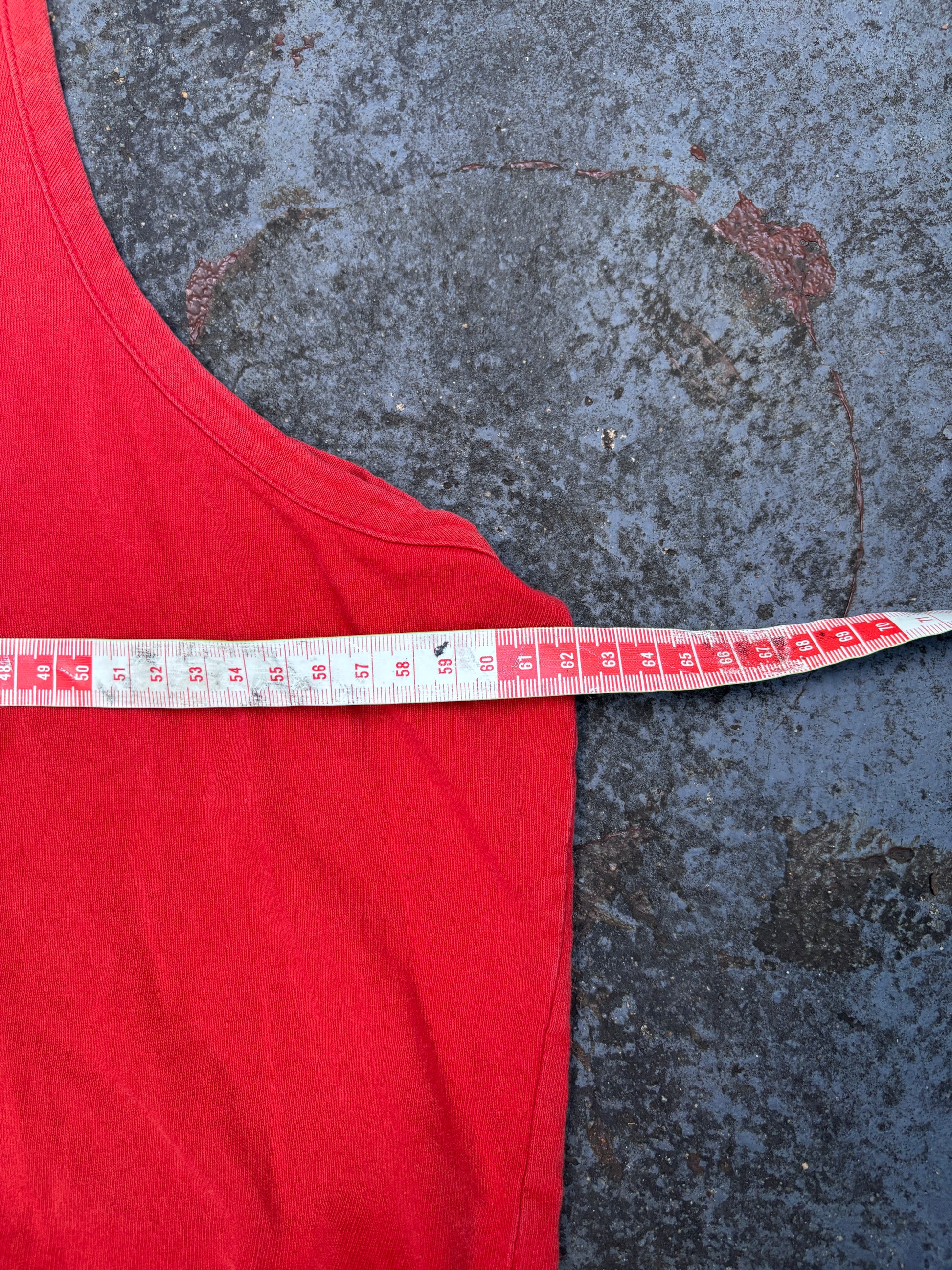 Vintage Y2K Nike T-shirt Men’s XL Red Black Swoosh Singlet Faded