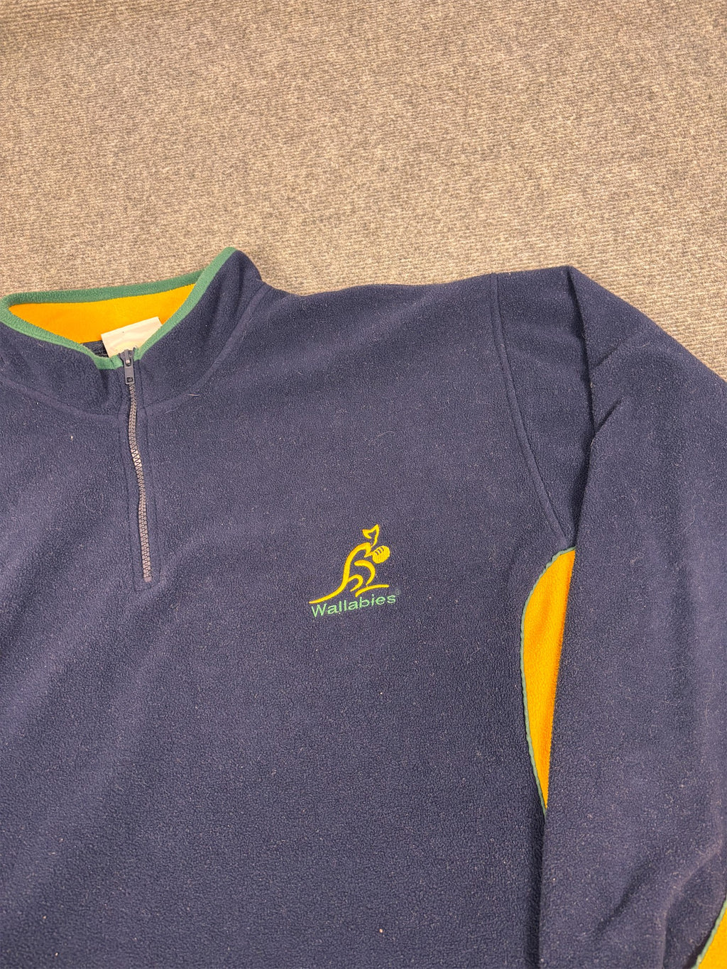 Wallabies Rugby 1/4 Zip Fleece Men's XXL Navy Gold Wallabies Logo Mock Neck
