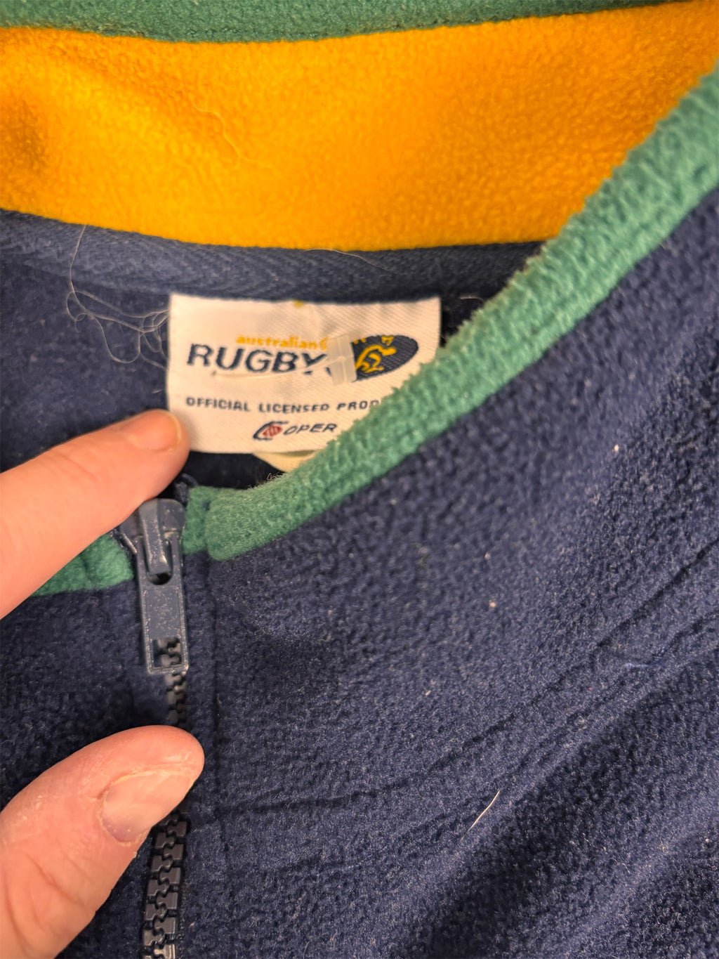Wallabies Rugby 1/4 Zip Fleece Men's XXL Navy Gold Wallabies Logo Mock Neck