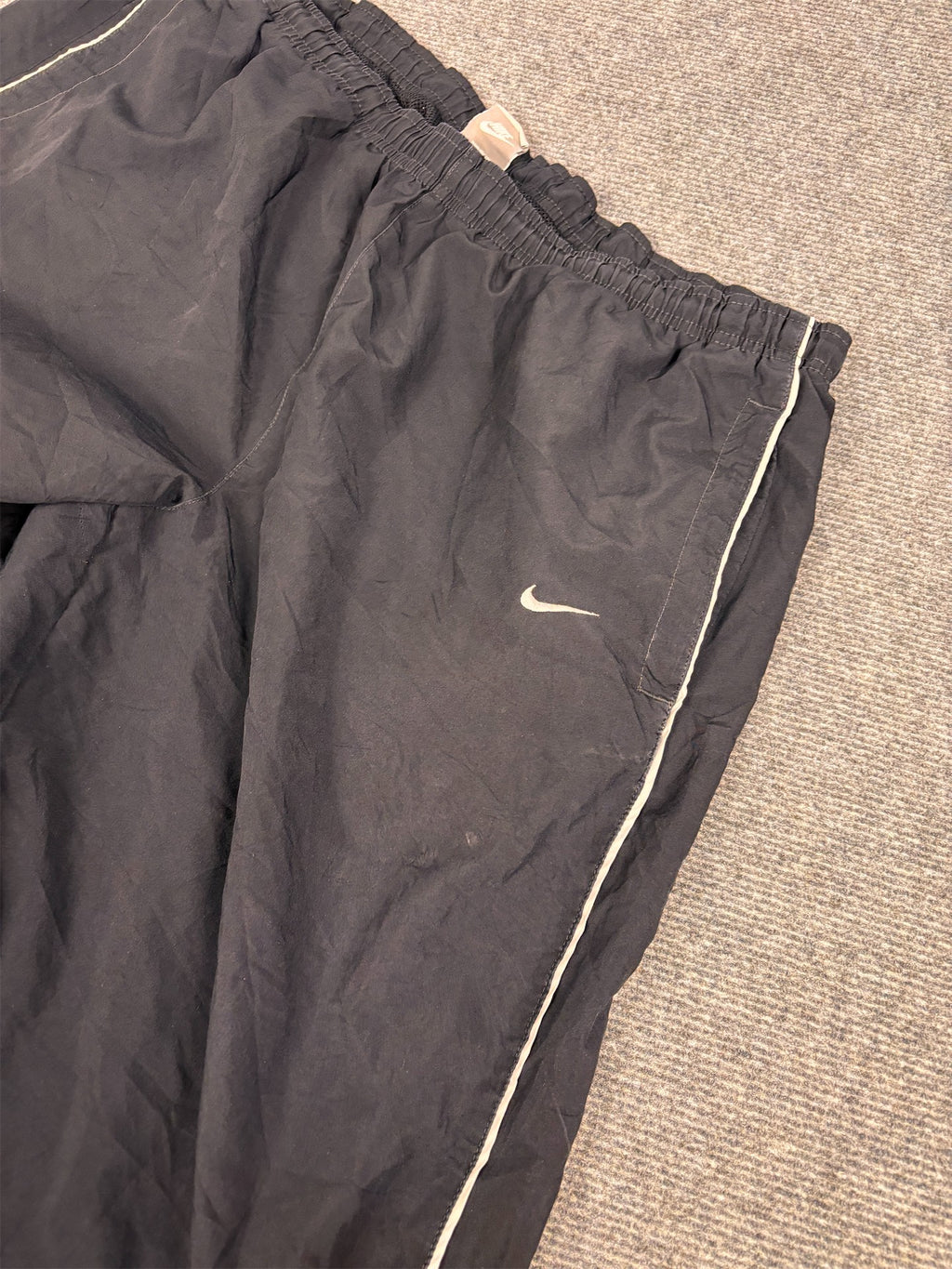 Vintage Y2K Nike Track Pants Men's XL black grey piping baggy joggers Wide Leg