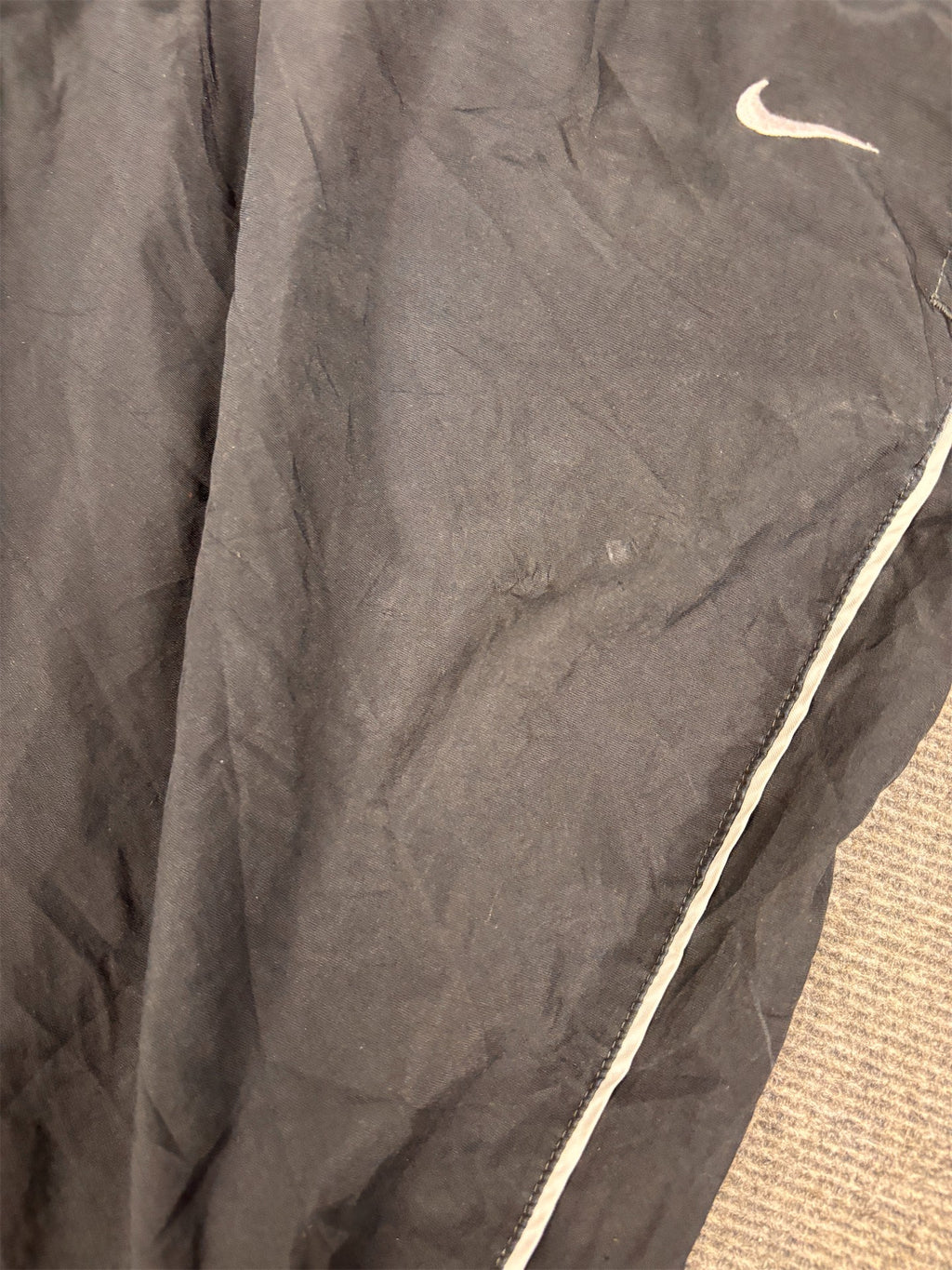 Vintage Y2K Nike Track Pants Men's XL black grey piping baggy joggers Wide Leg