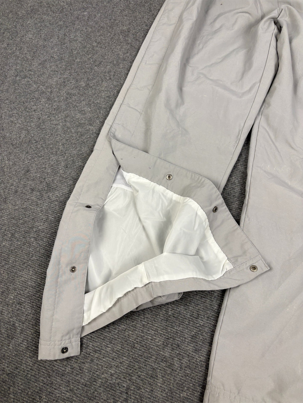 Vintage Y2K Adidas Tear Away Track Pants Men's L grey white logo joggers Button Down Wide Leg