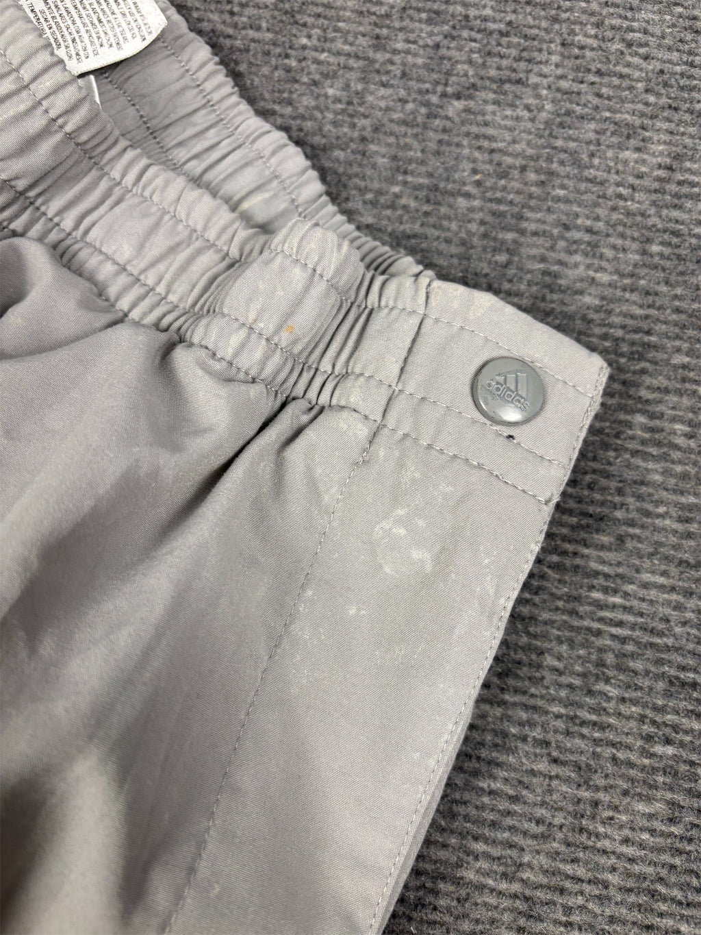 Vintage Y2K Adidas Tear Away Track Pants Men's L grey white logo joggers Button Down Wide Leg