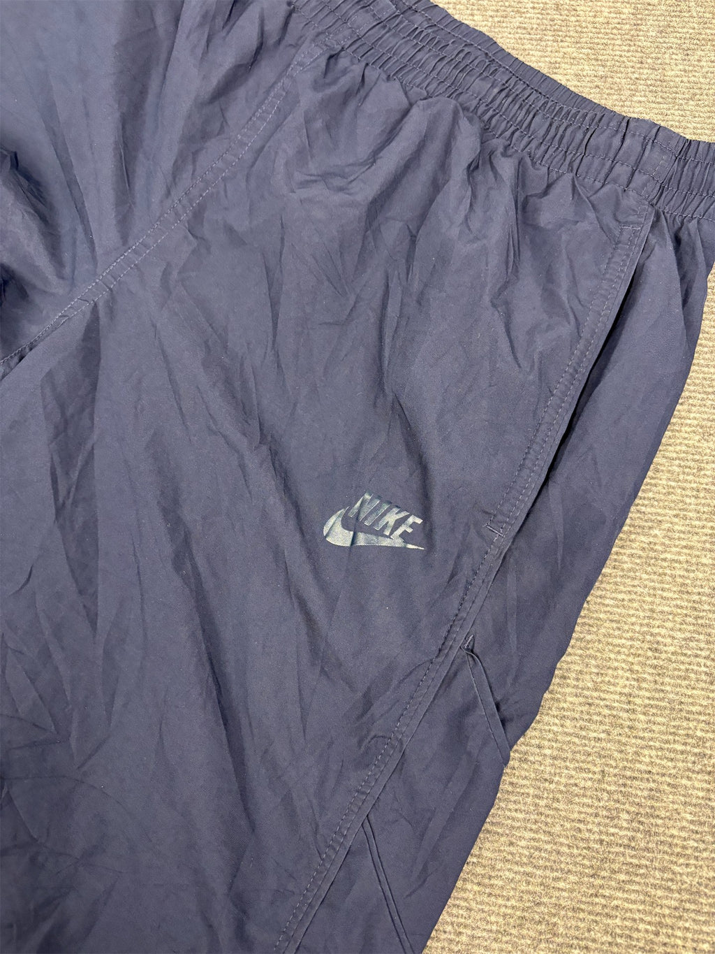 Vintage Y2K Nike Track Pants Men's L Navy Blue side detail super baggy Wide Leg