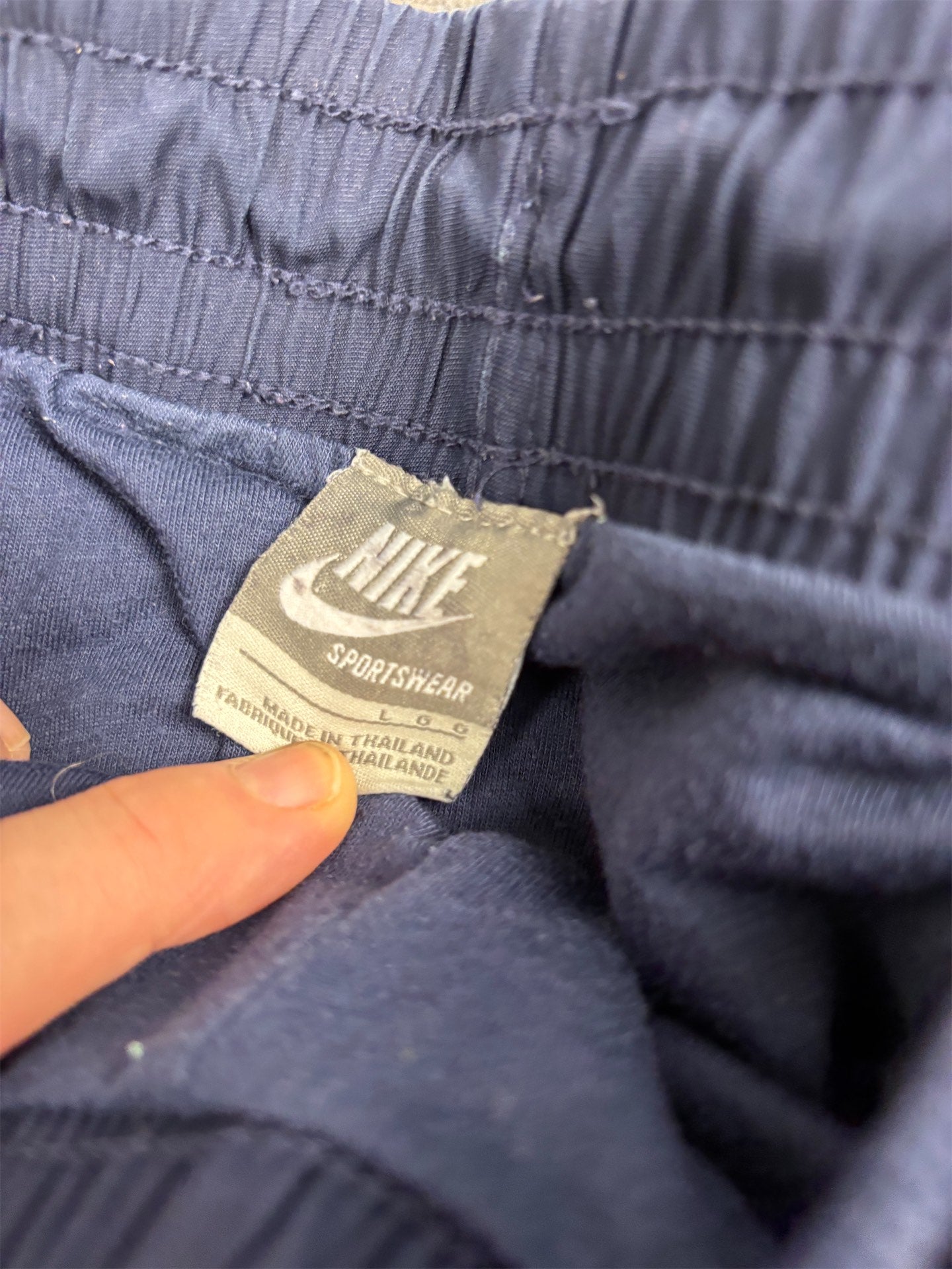 Vintage Y2K Nike Track Pants Men's L Navy Blue side detail super baggy Wide Leg