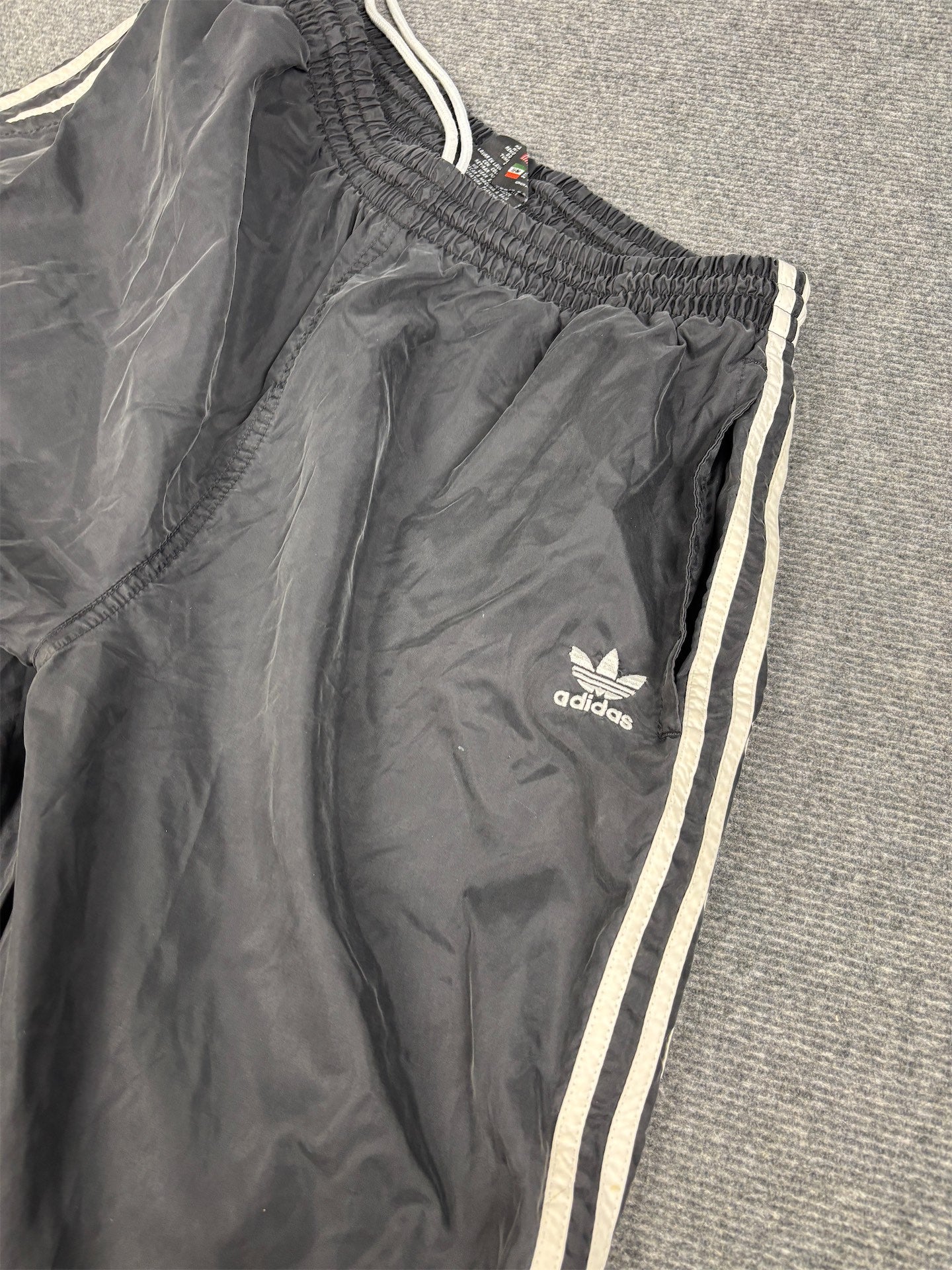 Vintage 90's Adidas Track Pants Men's L black white 3 stripe logo lightweight joggers