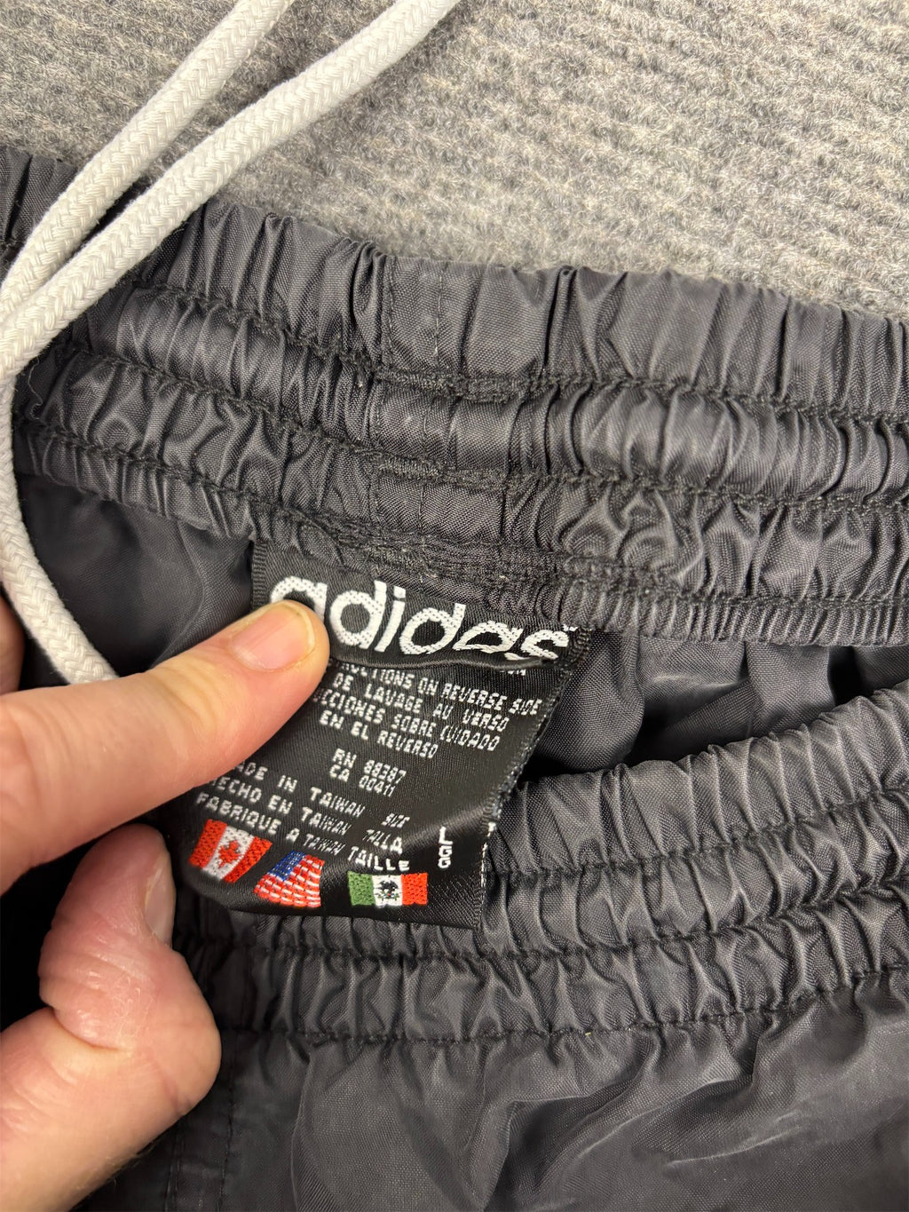Vintage 90's Adidas Track Pants Men's L black white 3 stripe logo lightweight joggers