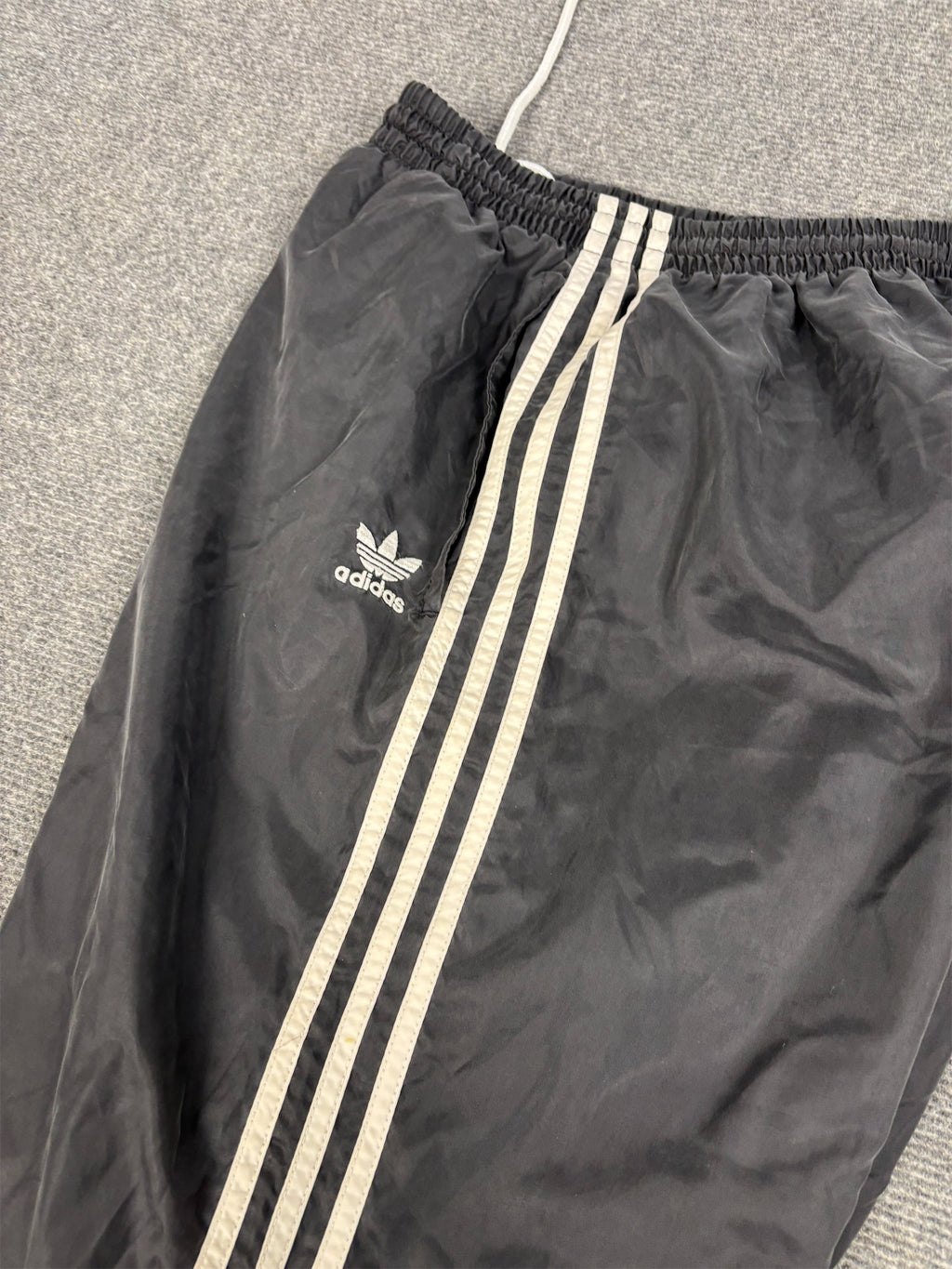Vintage 90's Adidas Track Pants Men's L black white 3 stripe logo lightweight joggers