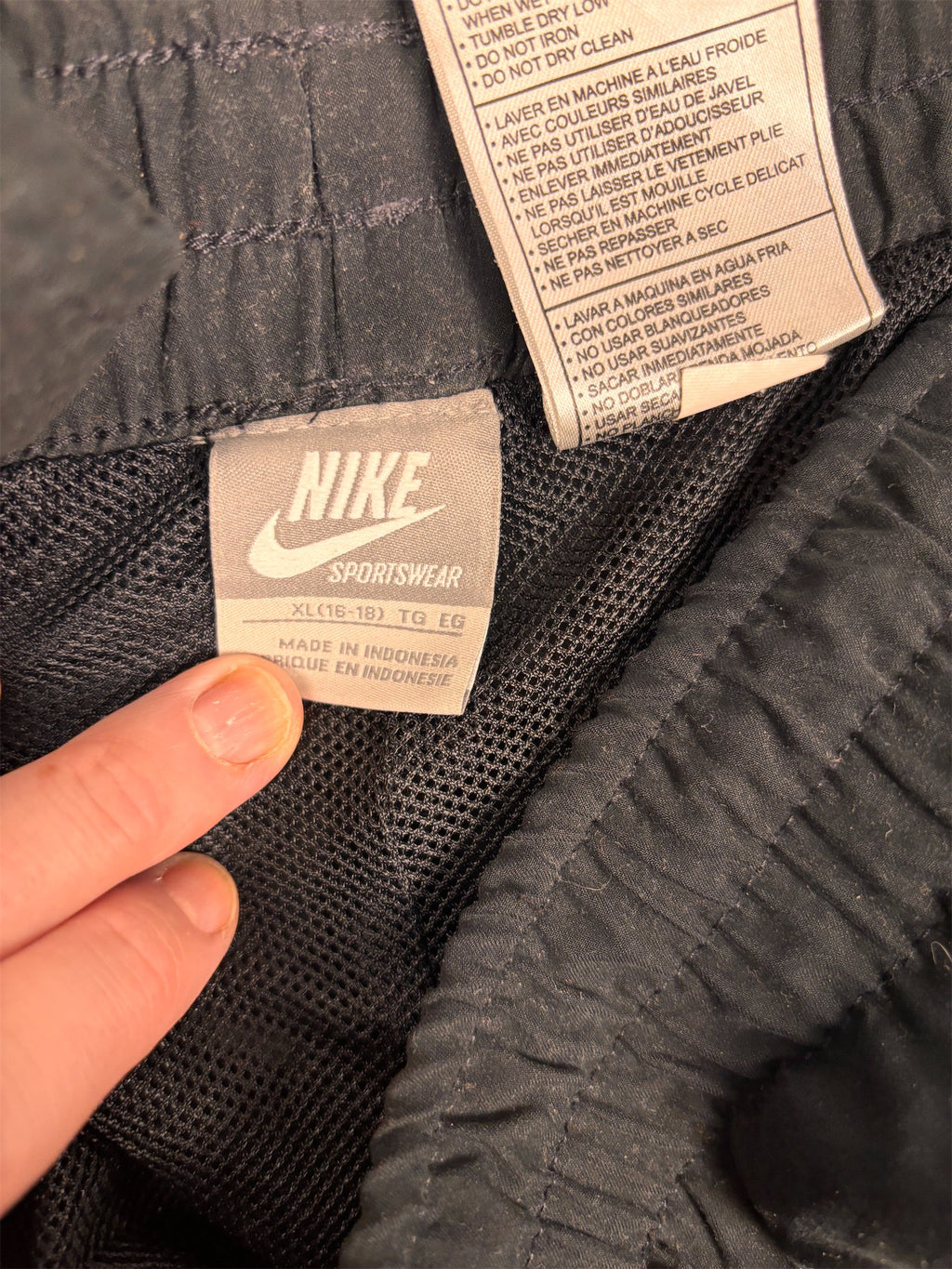 Vintage Y2K Nike Track Pants Women's XL Black white ankle swoosh classic joggers Straight Leg