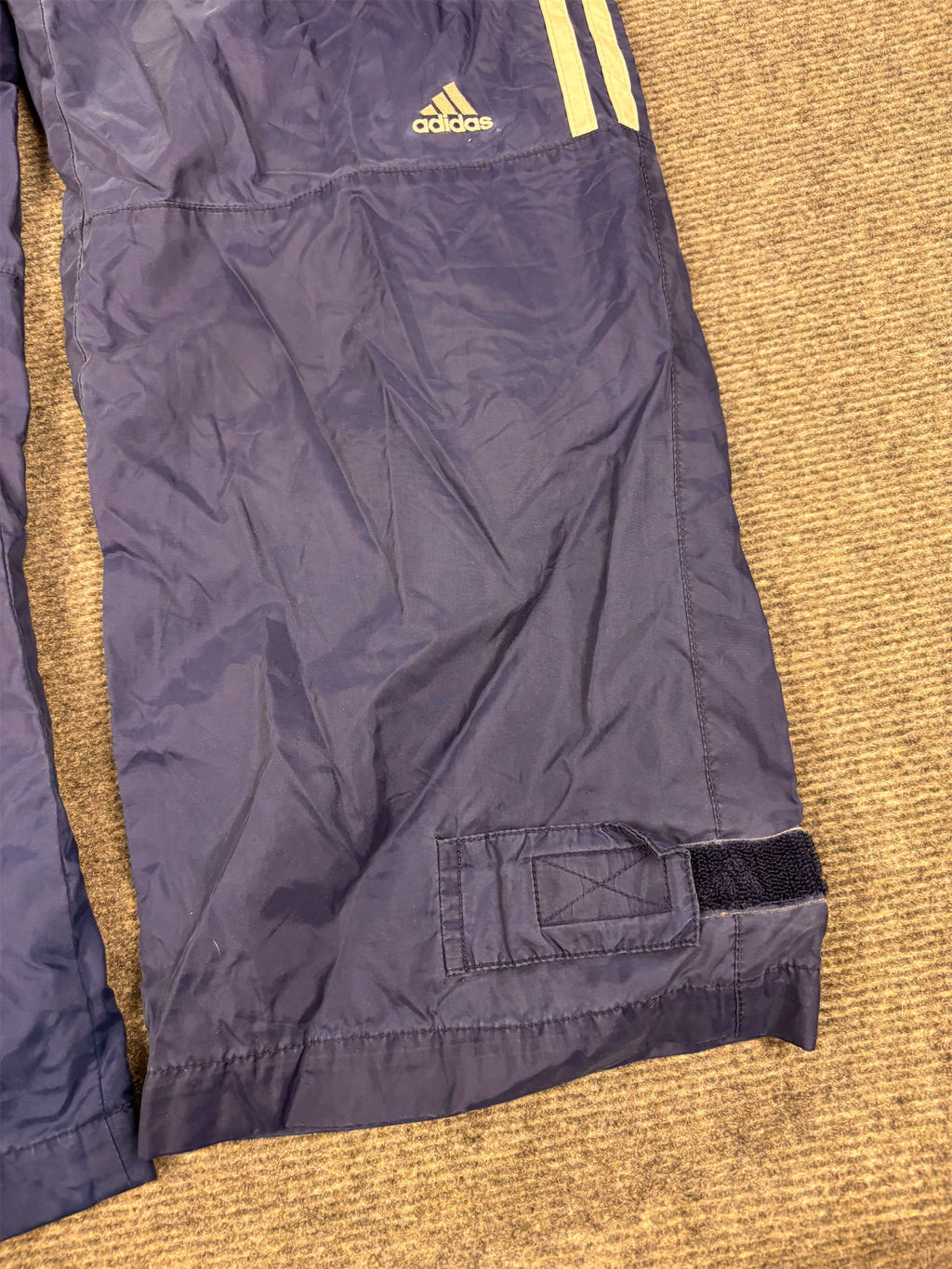 Vintage 90's Adidas Track Pants Men's L Navy blue white 3 stripe logo baggy joggers