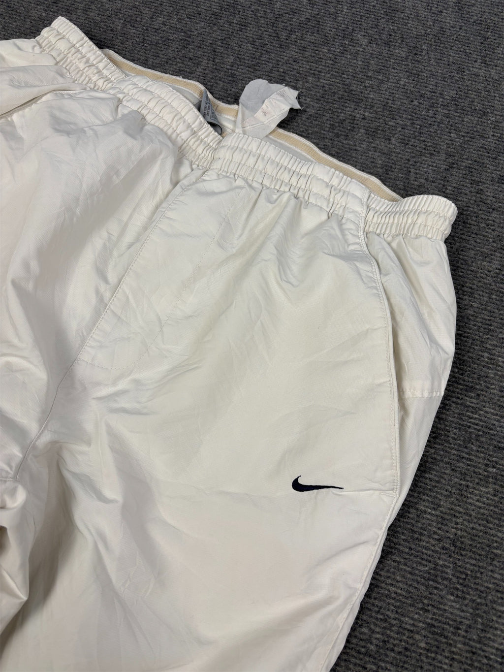 Vintage Y2K Nike Court Track Pants Women's M White blue swoosh dri-fit joggers Straight Leg