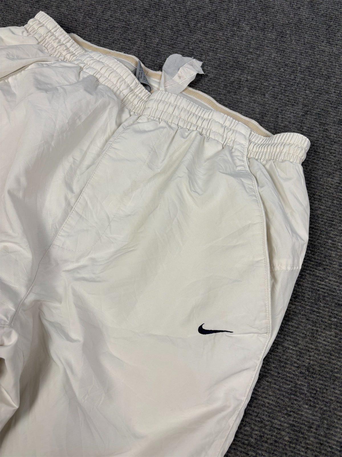 Vintage Y2K Nike Court Track Pants Women's M White blue swoosh dri-fit joggers Straight Leg