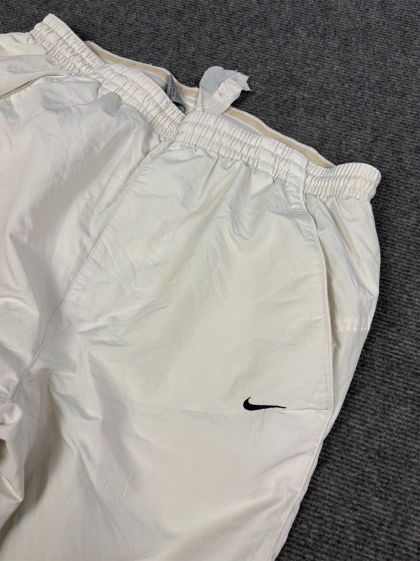 Vintage Y2K Nike Court Track Pants Women's M White blue swoosh dri-fit joggers Straight Leg