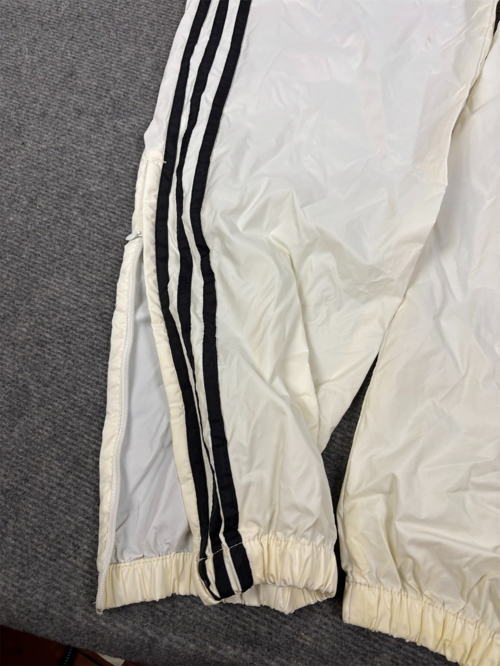 Vintage 90's Adidas Track Pants Men's L White black 3 stripe logo lightweight joggers