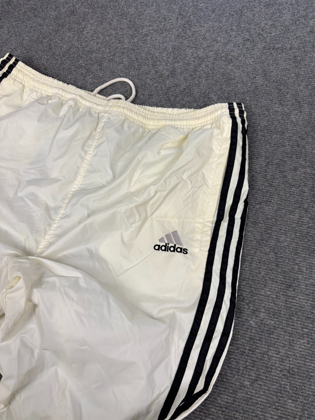 Vintage 90's Adidas Track Pants Men's L White black 3 stripe logo lightweight joggers