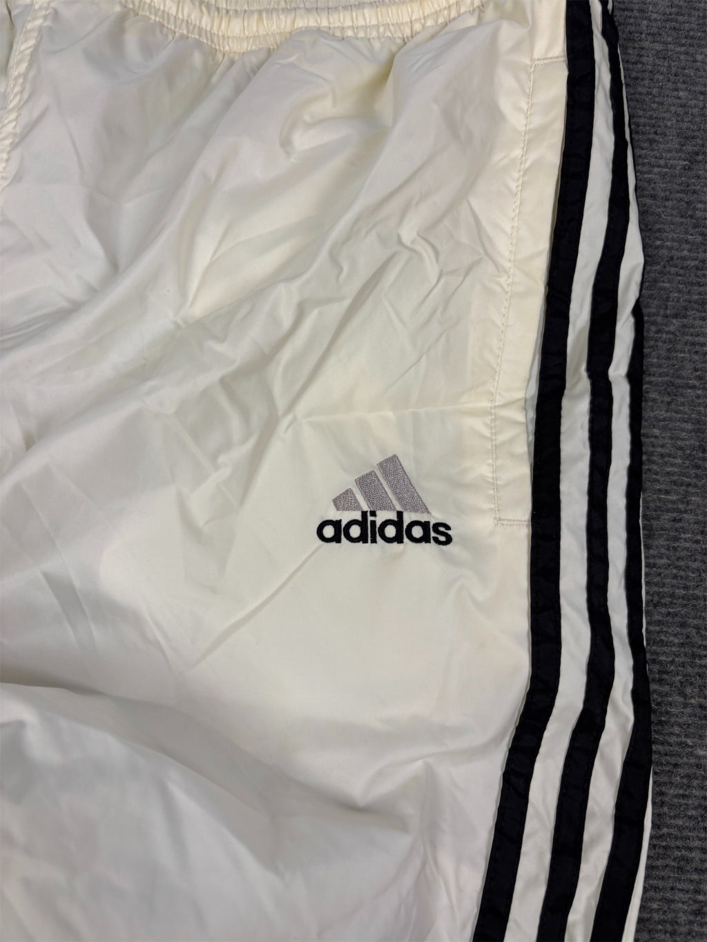 Vintage 90's Adidas Track Pants Men's L White black 3 stripe logo lightweight joggers