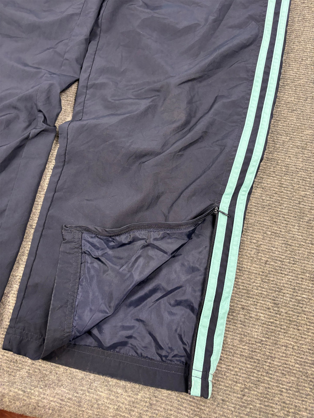 Vintage Y2K Adidas Track Pants Women's L navy blue 3 stripe logo classic joggers