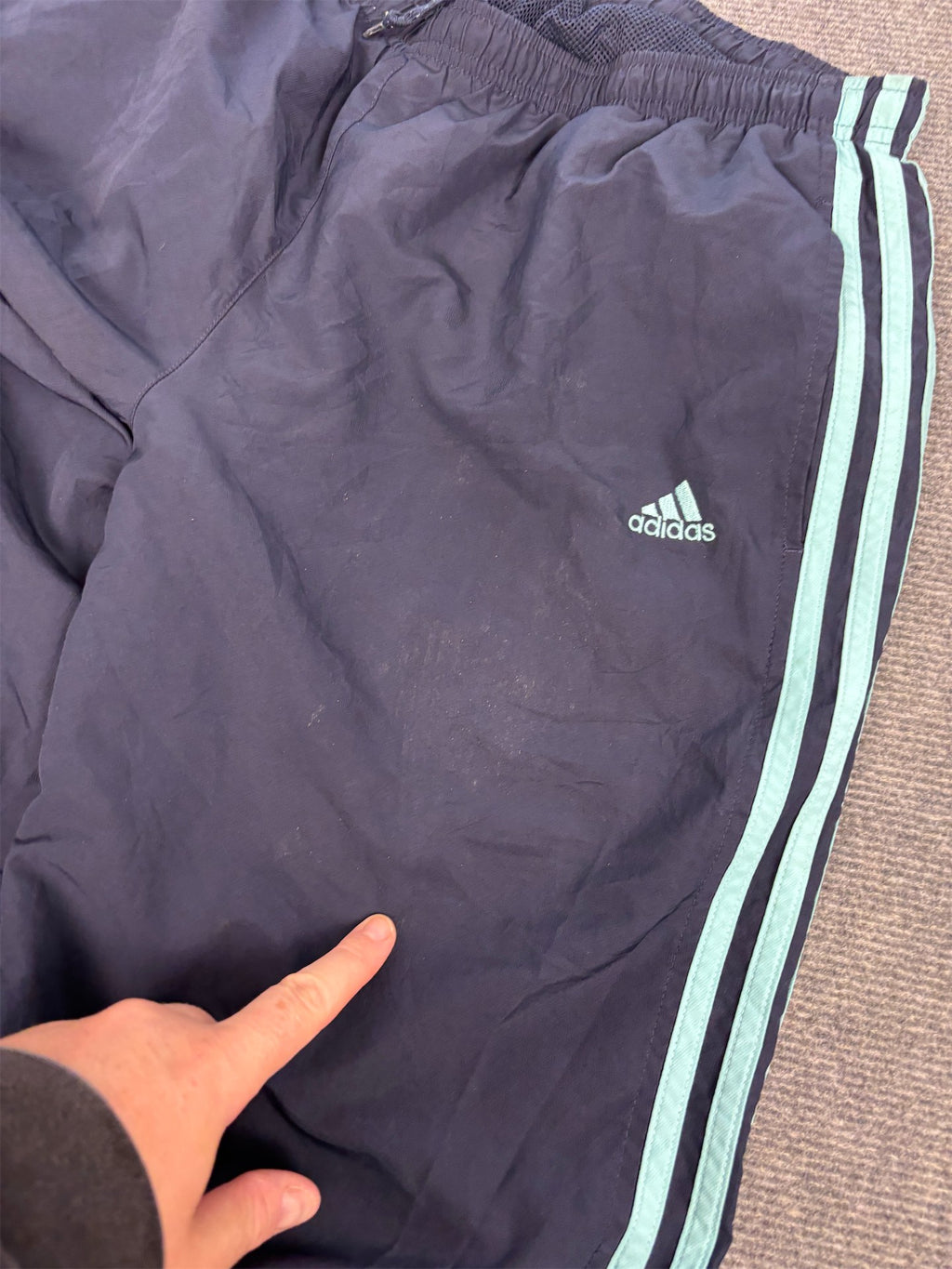 Vintage Y2K Adidas Track Pants Women's L navy blue 3 stripe logo classic joggers