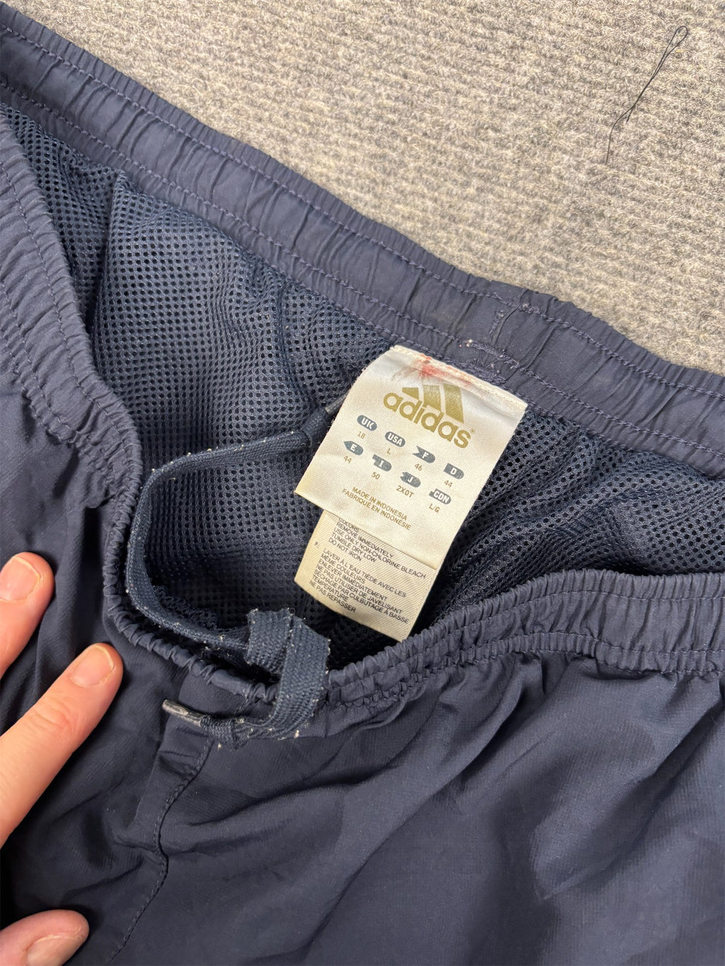 Vintage Y2K Adidas Track Pants Women's L navy blue 3 stripe logo classic joggers