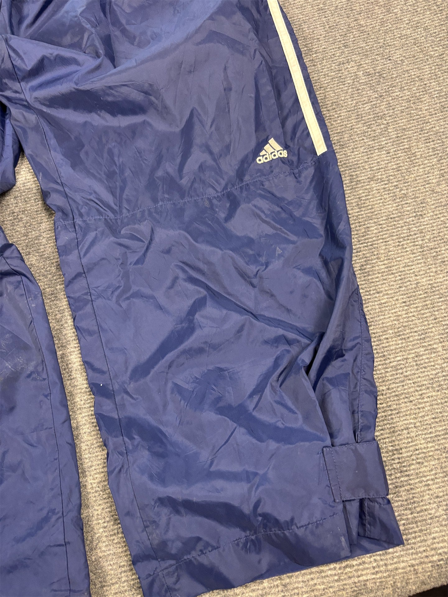Vintage 90's Addidas Track Pants Men's XL Navy blue white 3 stripe logo baggy joggers