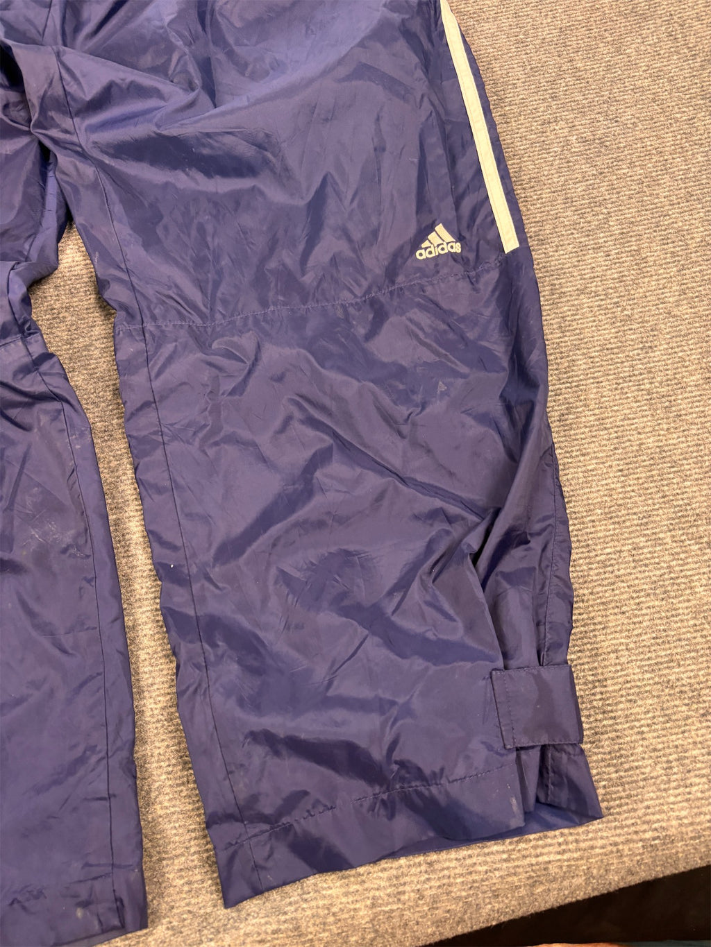 Vintage 90's Addidas Track Pants Men's XL Navy blue white 3 stripe logo baggy joggers