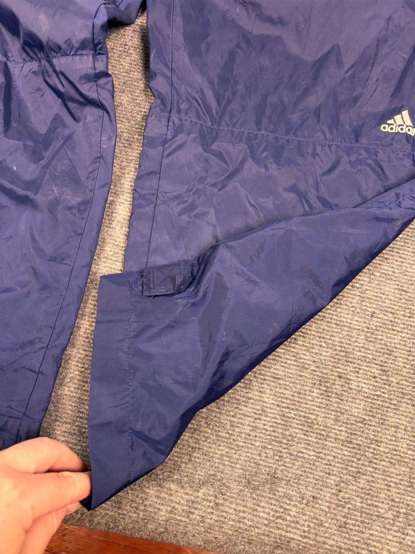 Vintage 90's Addidas Track Pants Men's XL Navy blue white 3 stripe logo baggy joggers