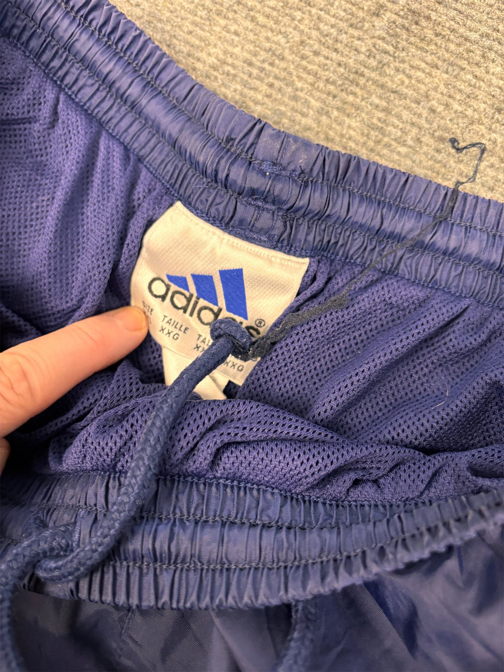 Vintage 90's Addidas Track Pants Men's XL Navy blue white 3 stripe logo baggy joggers