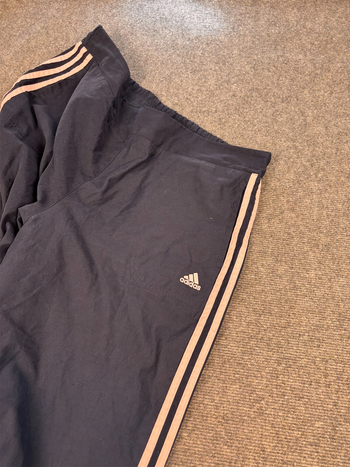 Vintage Y2K Adidas Track Pants Women's XL Navy blue pink 3 stripe logo