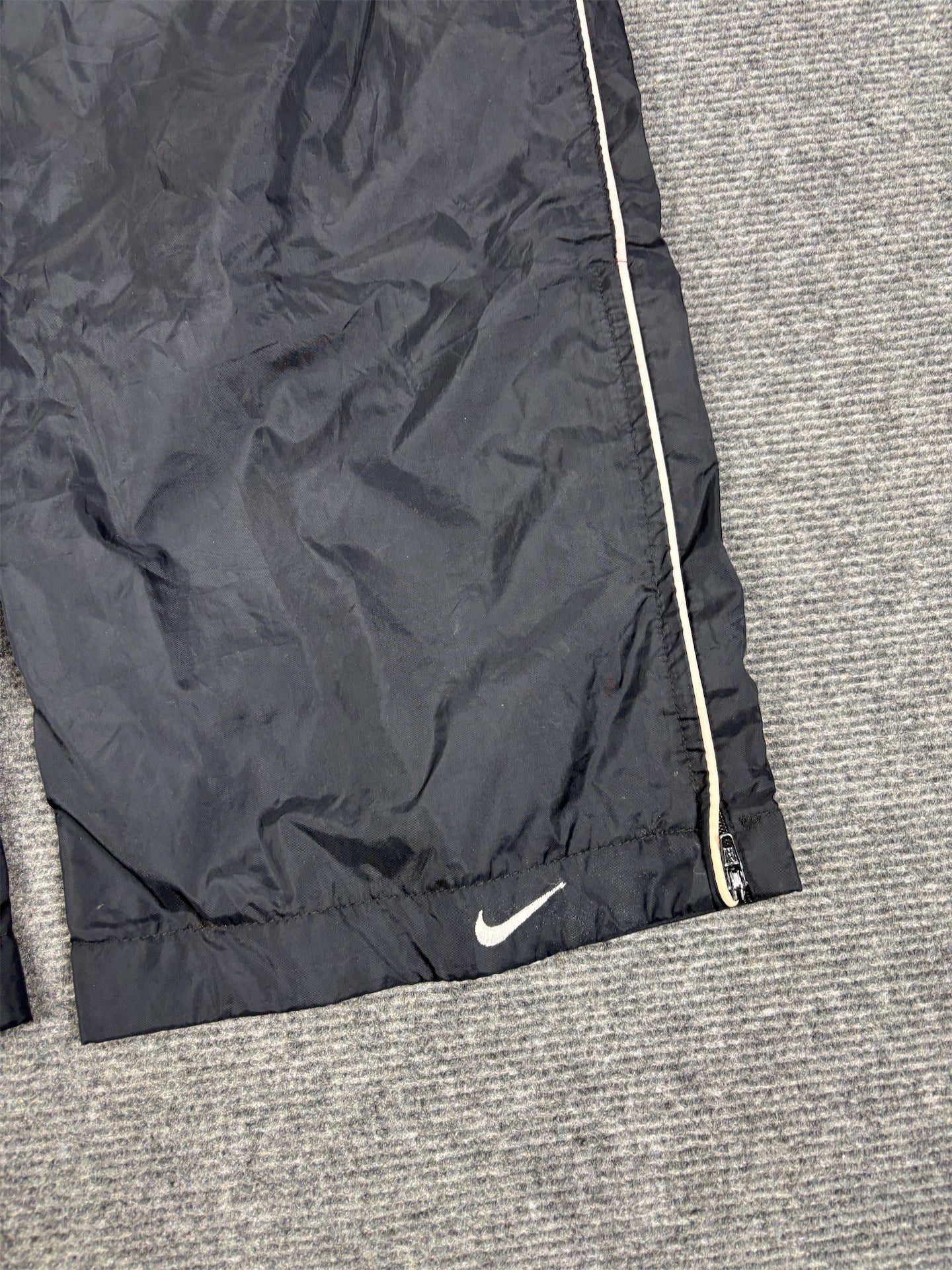 Vintage Y2K Nike Track Pants Women's XS Black White Piping Ankle Swoosh