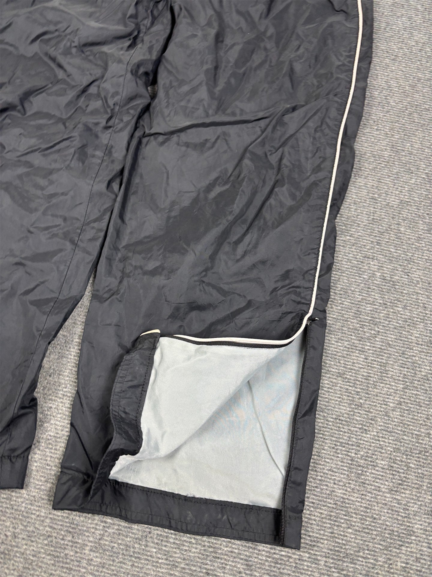 Vintage Y2K Nike Track Pants Women's XS Black White Piping Ankle Swoosh