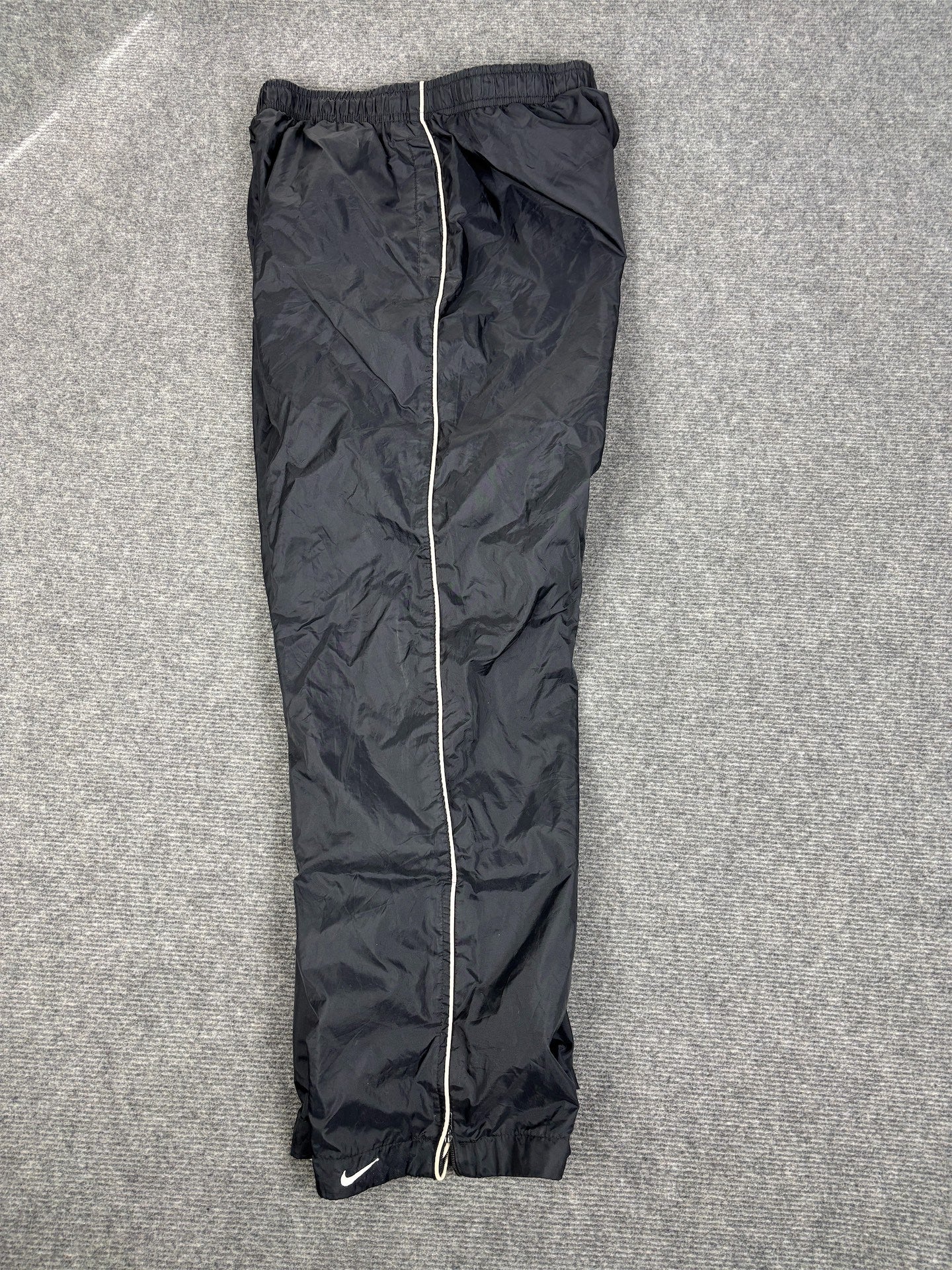 Vintage Y2K Nike Track Pants Women's XS Black White Piping Ankle Swoosh