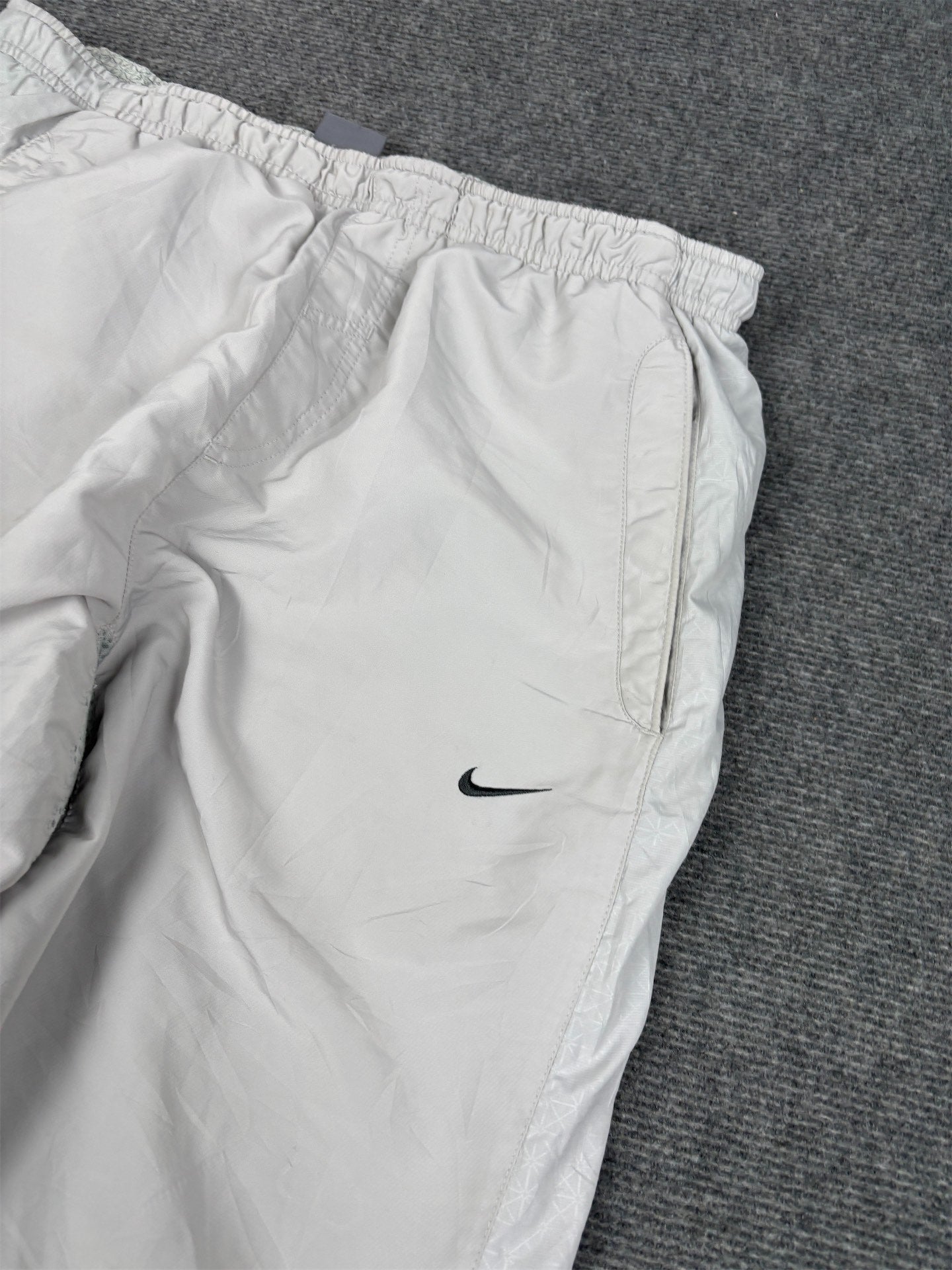 Vintage Y2K Nike Track Pants Men's L Grey Swoosh Mesh Details Baggy Joggers